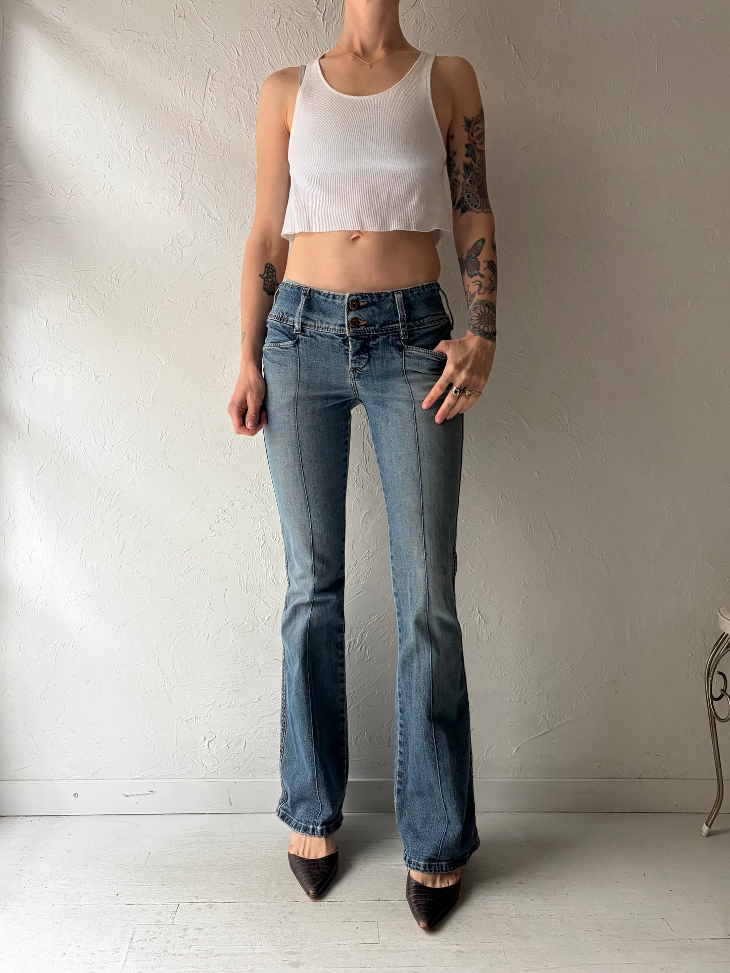 Y2k 'Silver' Low Rise Flare Jeans / 28