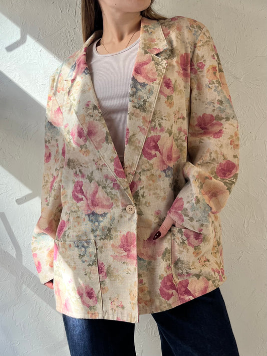 80s ‘Tan Jay’ Floral Blazer Jacket / Union Made / Large