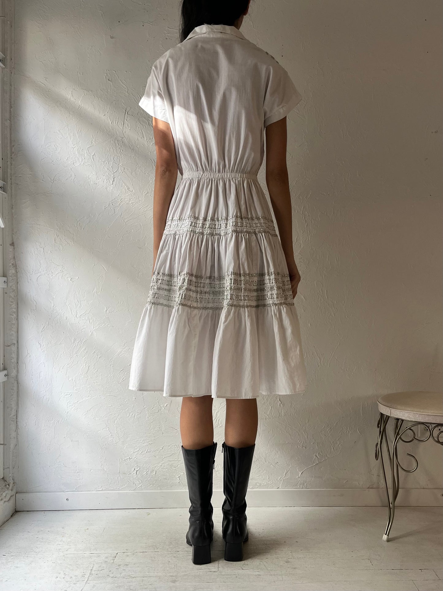 50s 60s ‘JC Penny’ White Western Dress / Small
