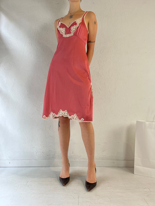 Vintage Pink Lacey Slip Dress / Small