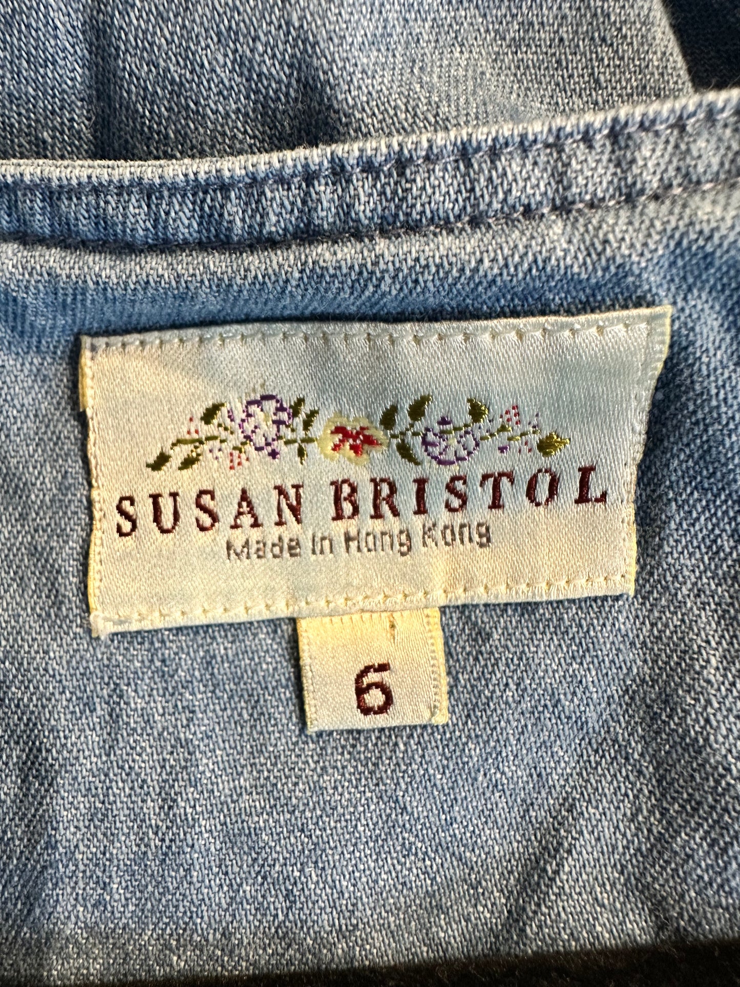 90s 'Susan Bristol' Button Up Denim Dress / Small - Medium