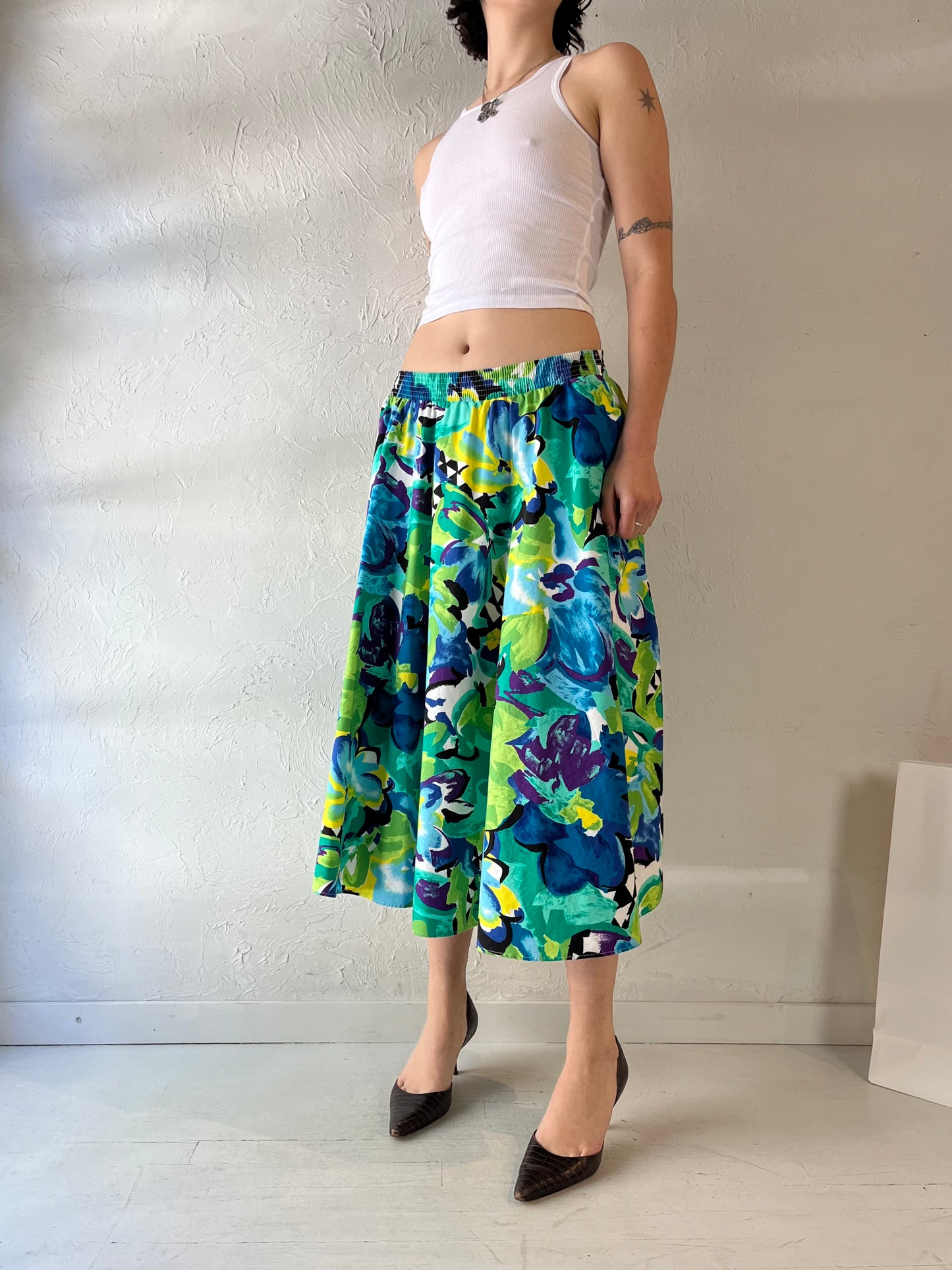 90s 'Tumbleweed' Cotton Midi Skirt / Small - Medium