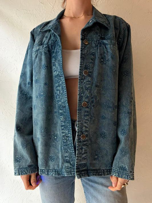 Y2k 'Industrie B' Floral Denim Jacket / Medium