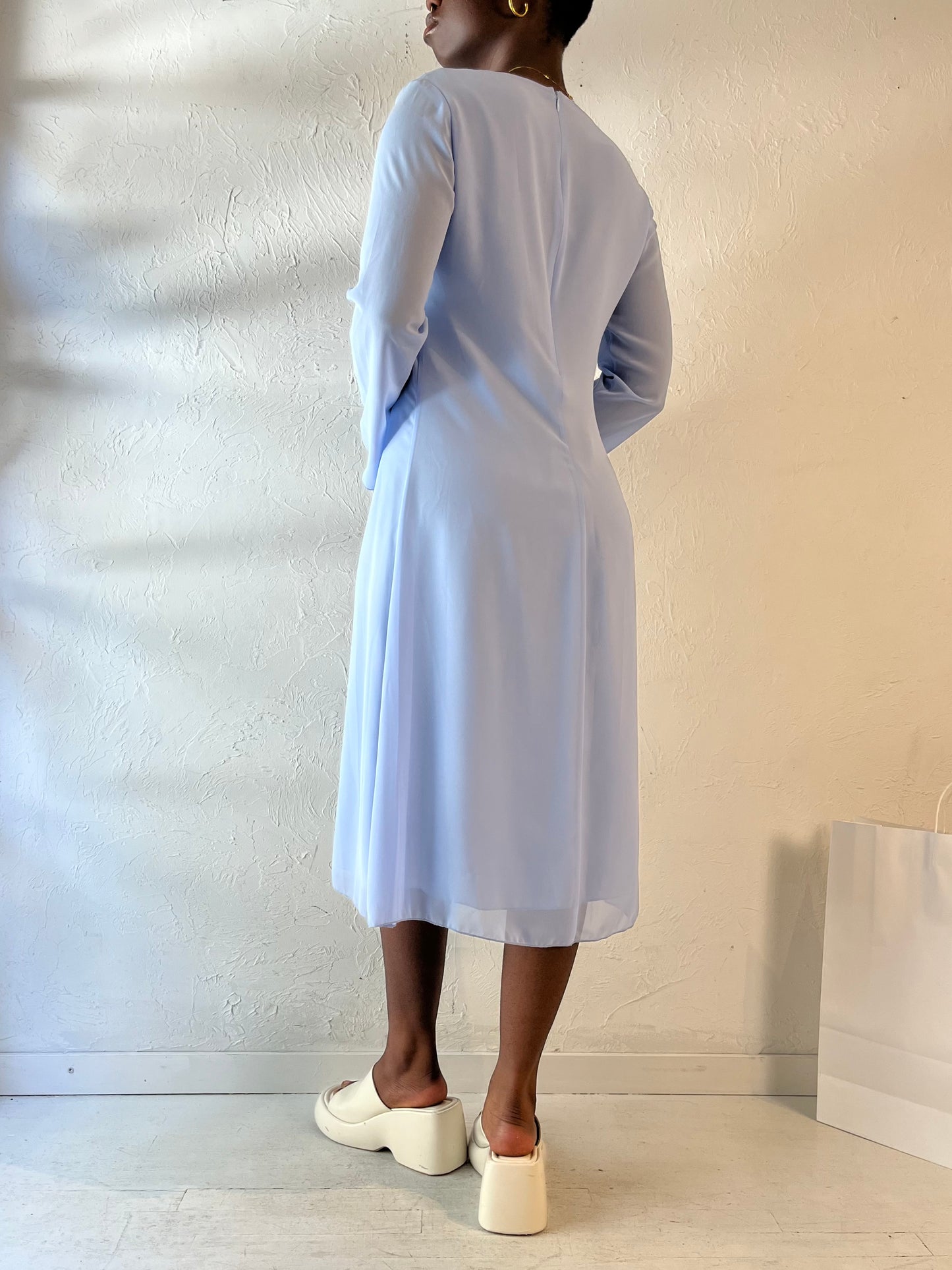 Vintage Pale Blue Long Sleeve Dress / Medium