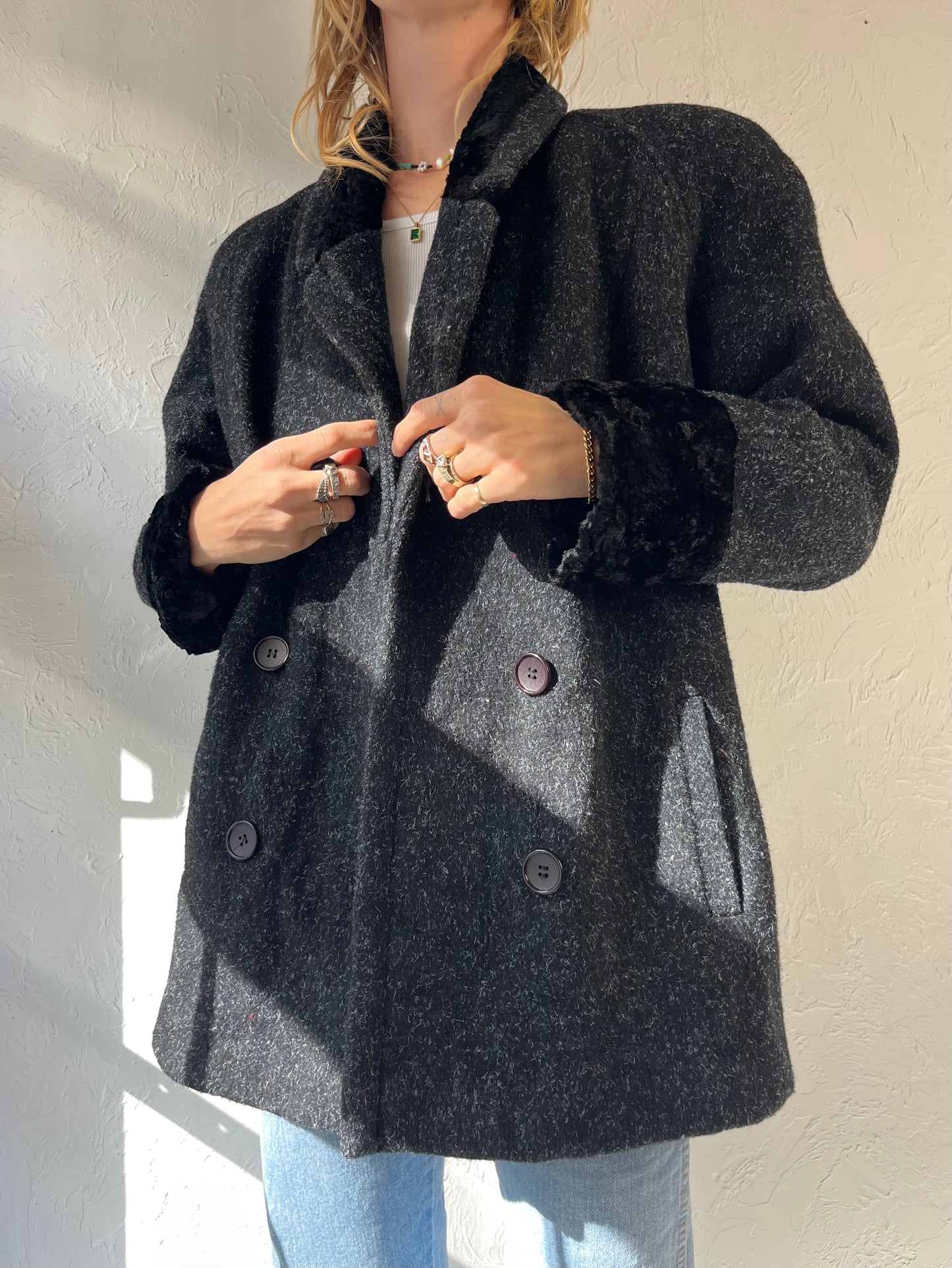 90s 'Sears' Gray Wool Nylon Jacket / Medium