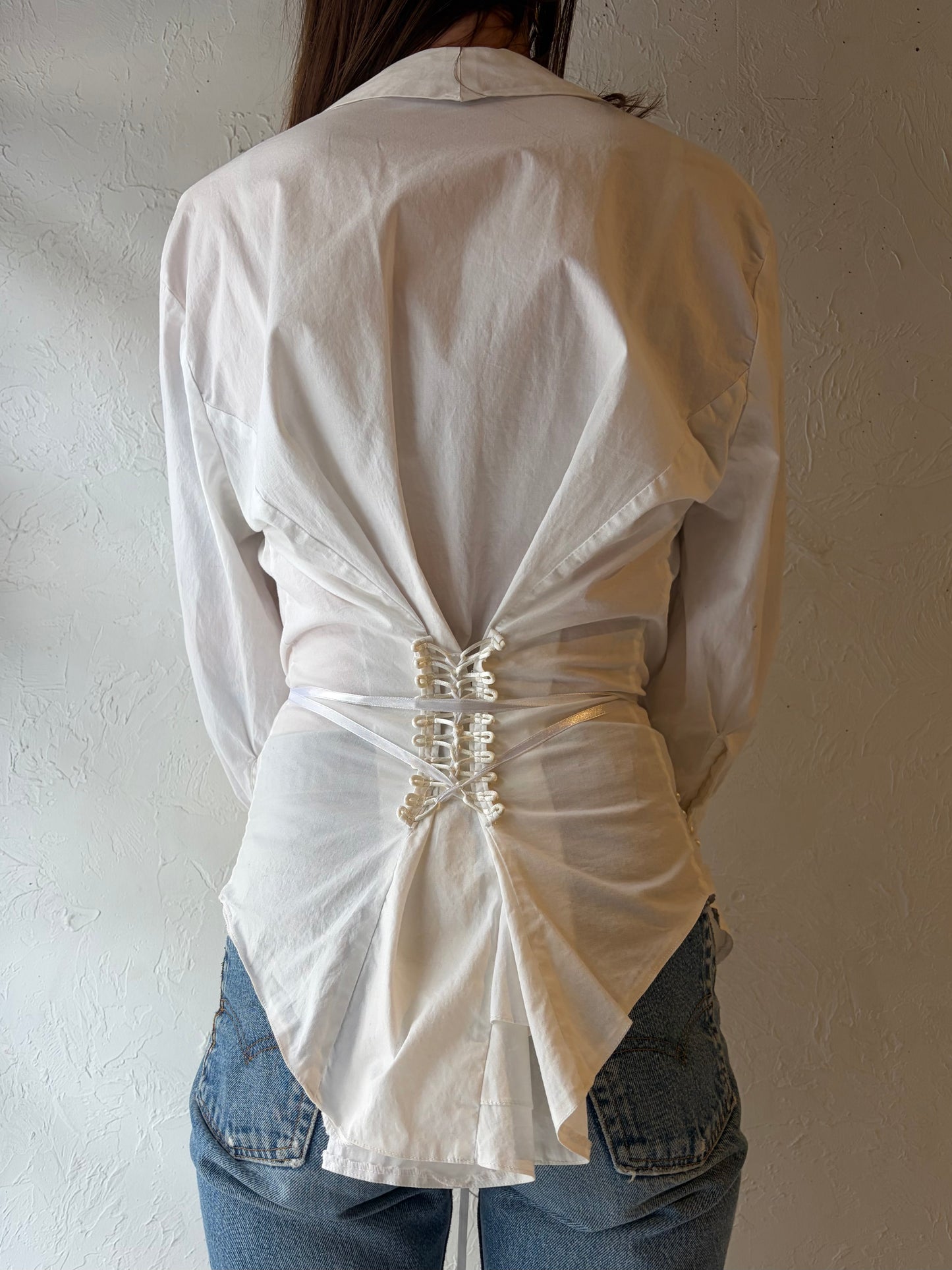 Vintage 'Scully' White Cottage Core Western Blouse / XXL
