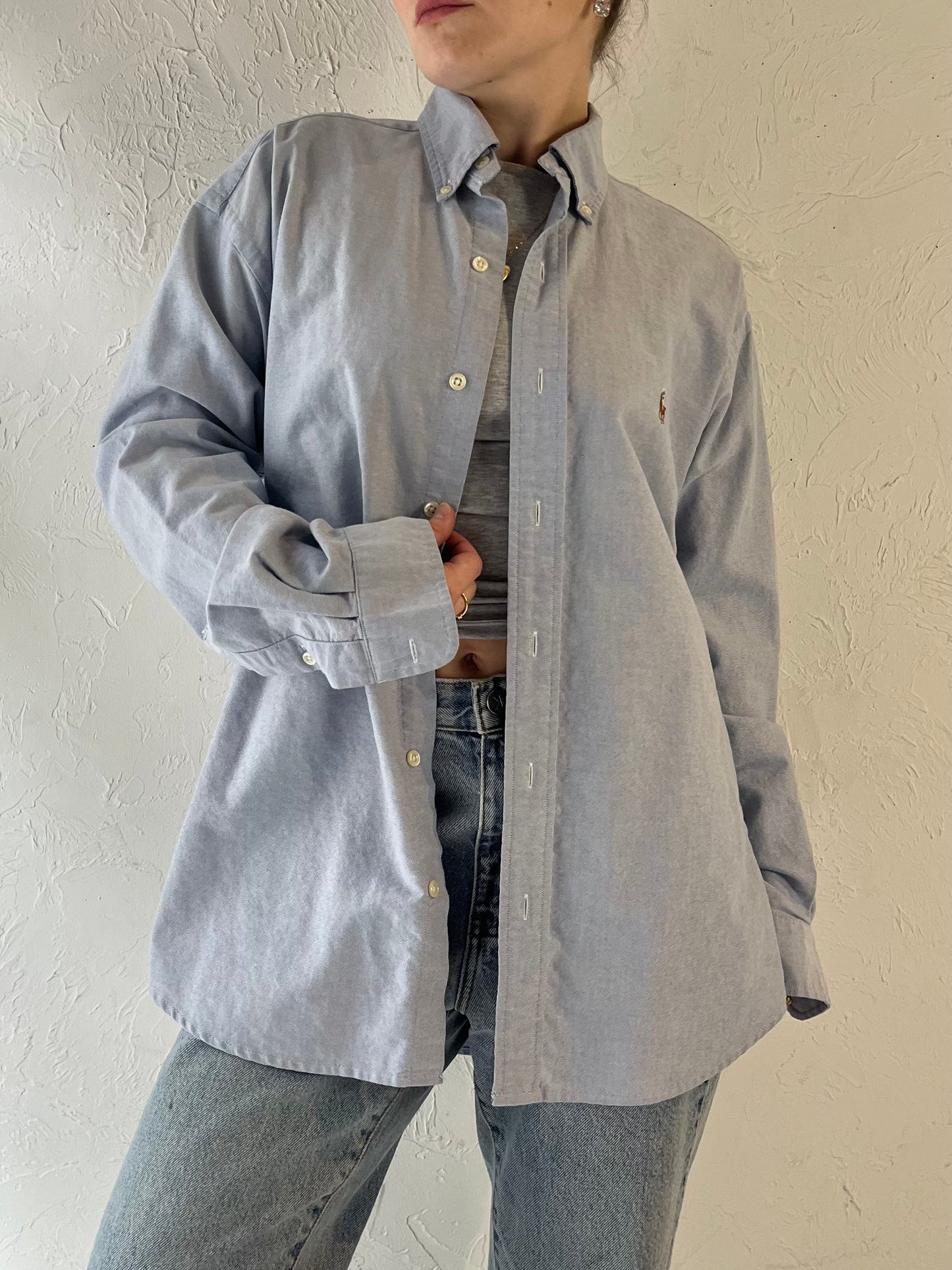 Y2k 'Ralph Lauren' Blue Button Up Shirt / Small