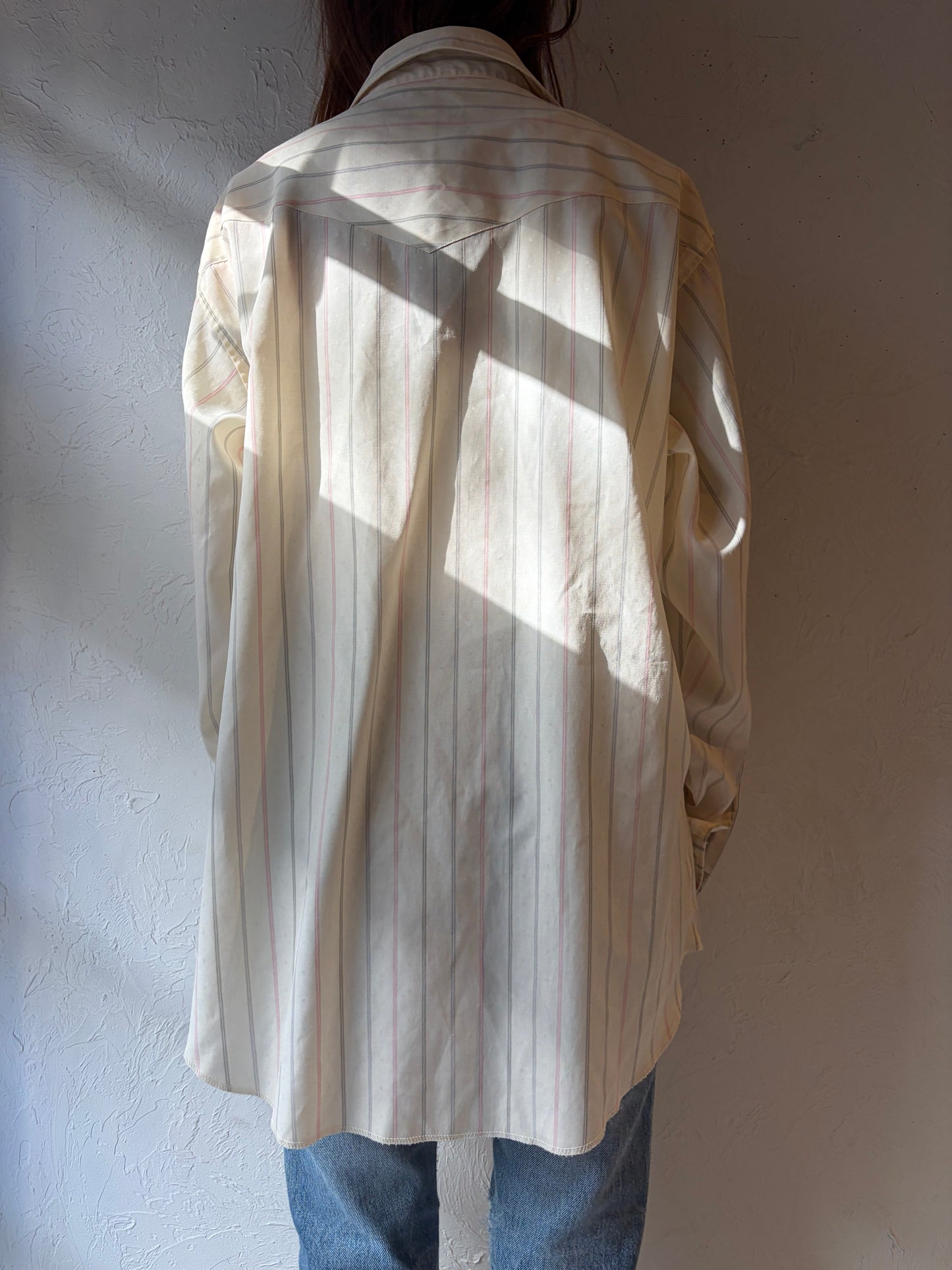 90s 'Wrangler' Striped Western Pearl Snap Shirt / XL