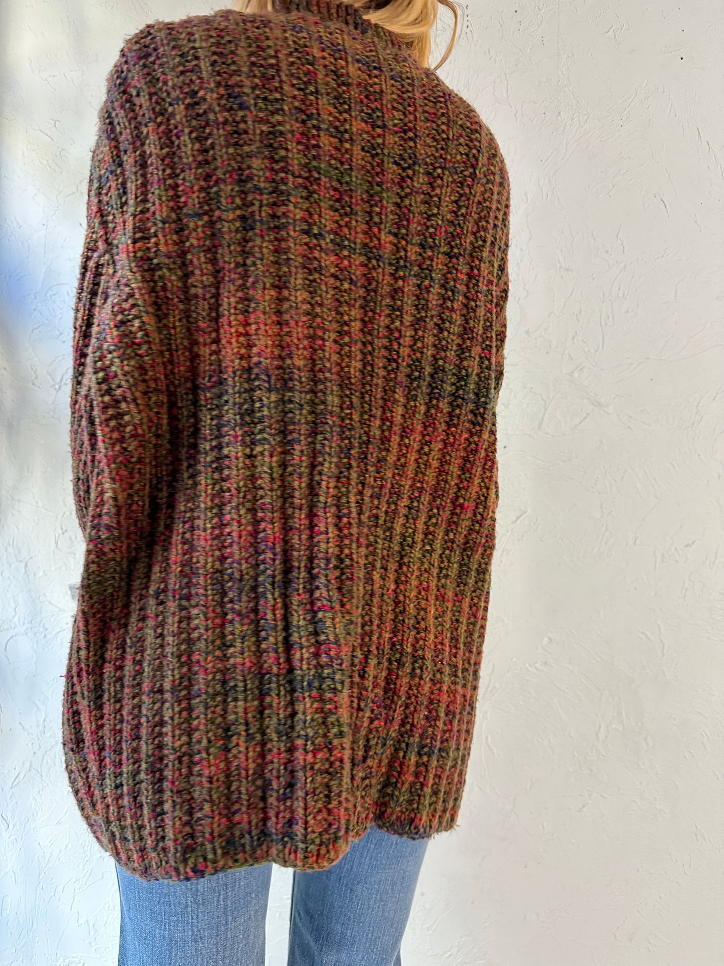 Vintage Hand Knit Thick Cardigan Sweater / Large