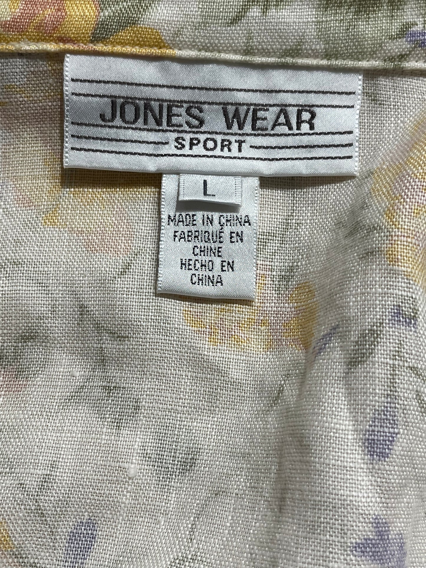 90s 'Jones Wear' Yellow Floral Linen Set / Large