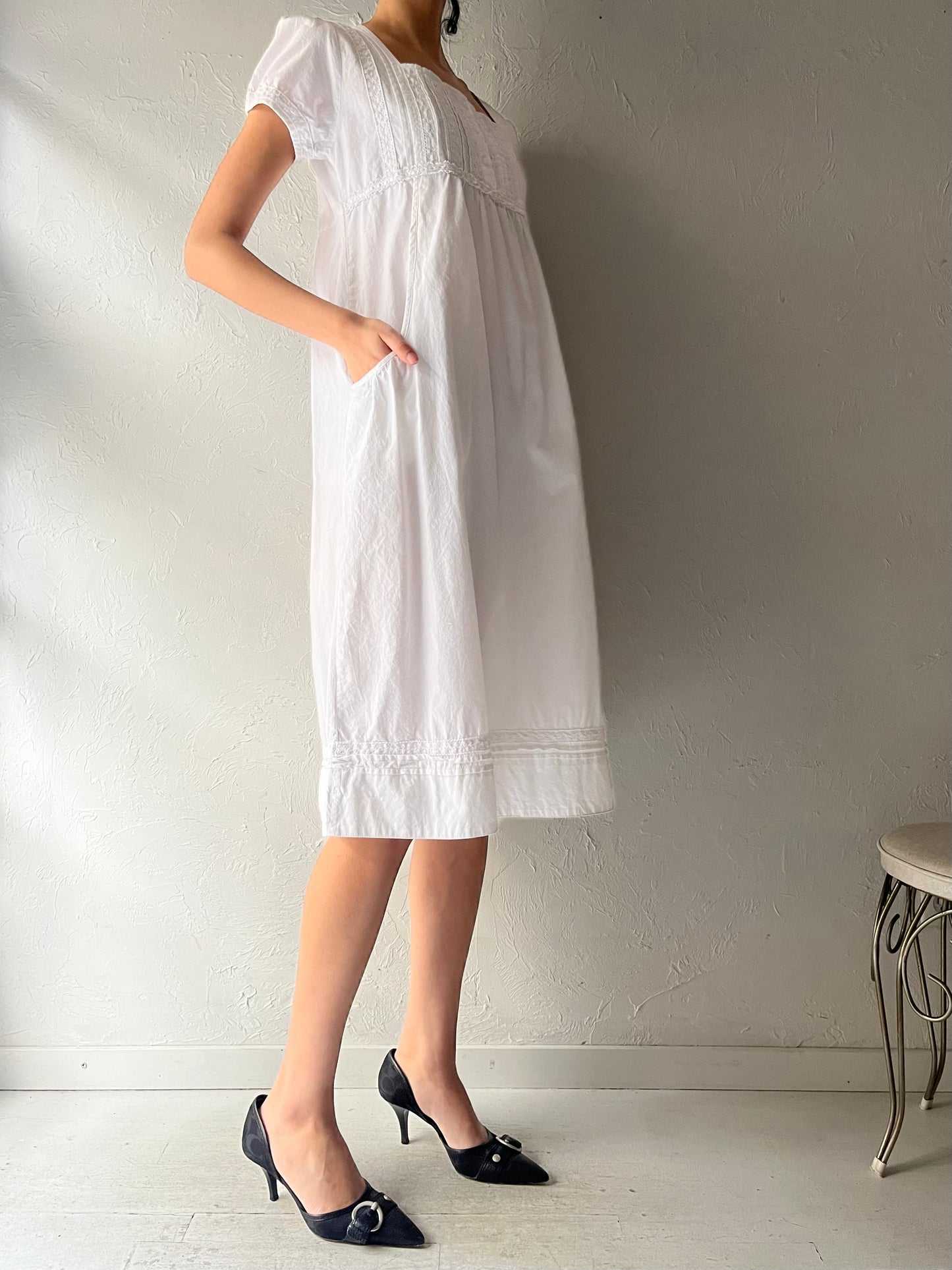 Vintage 'The 1 for U' White Cotton Dress / XS