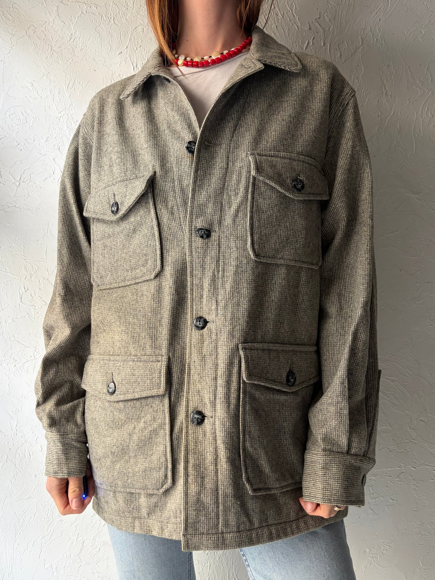60s 'Field & Stream' Wool Chore Hunting Jacket / Large