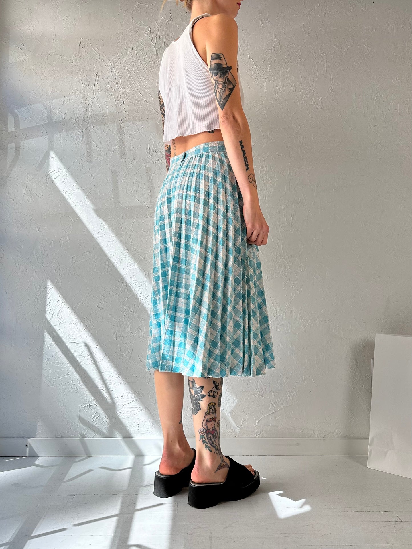 70s 'Guilorp' Blue Pleated Midi Skirt / Small