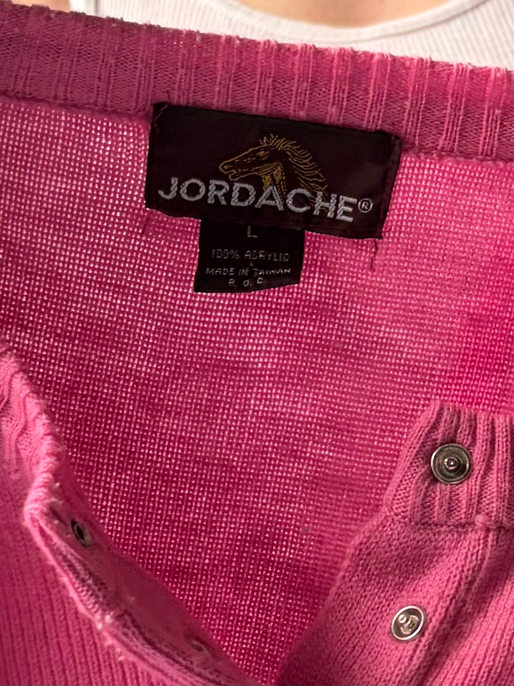 90s 'Jordache' Pink Stripped Retro Preppy Acrylic Sweater / Small
