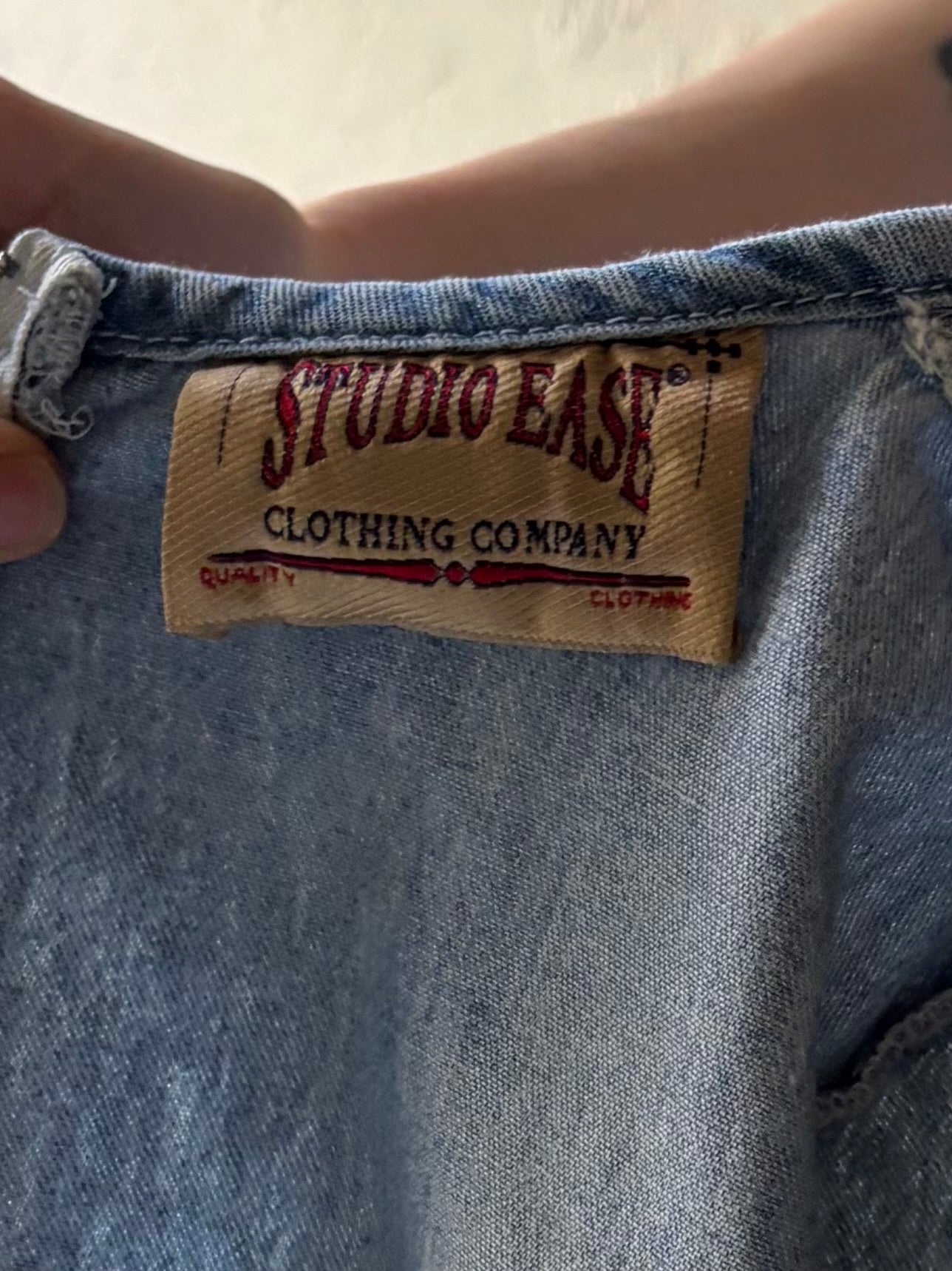 90s 'Studio Ease' Light Denim Western Long Sleeve Midi Dress / Vintage 1990s Cowboy Dress / Small