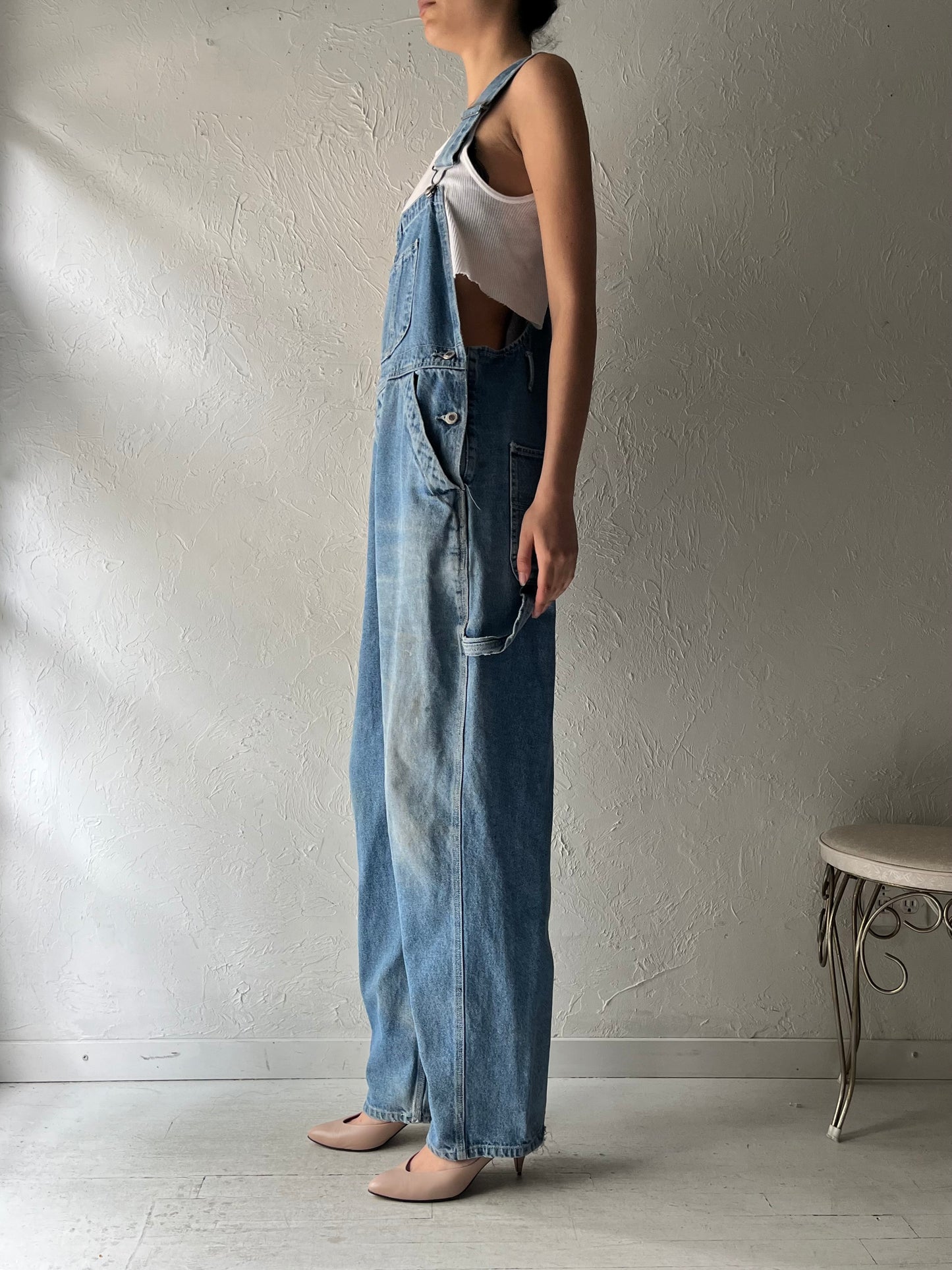 90s 'Nevada' Thick Denim Work Wear Overalls / Large