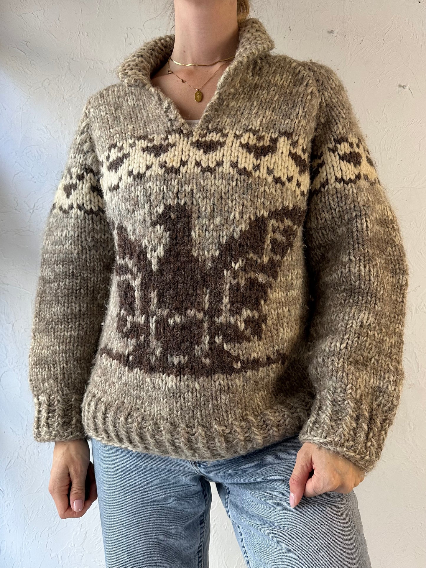 Vintage Hand Knit Eagle Sweater / Small