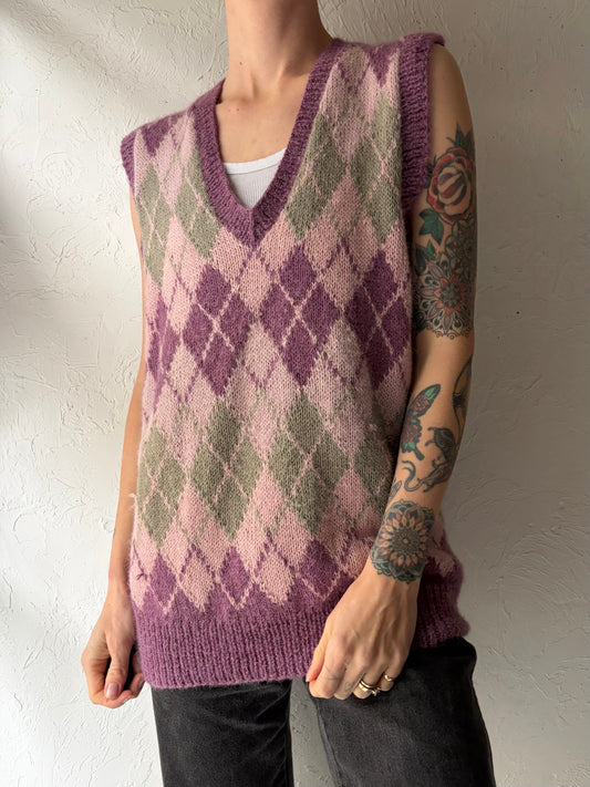 Vintage Alpaca Wool Acrgyle Vest / Large