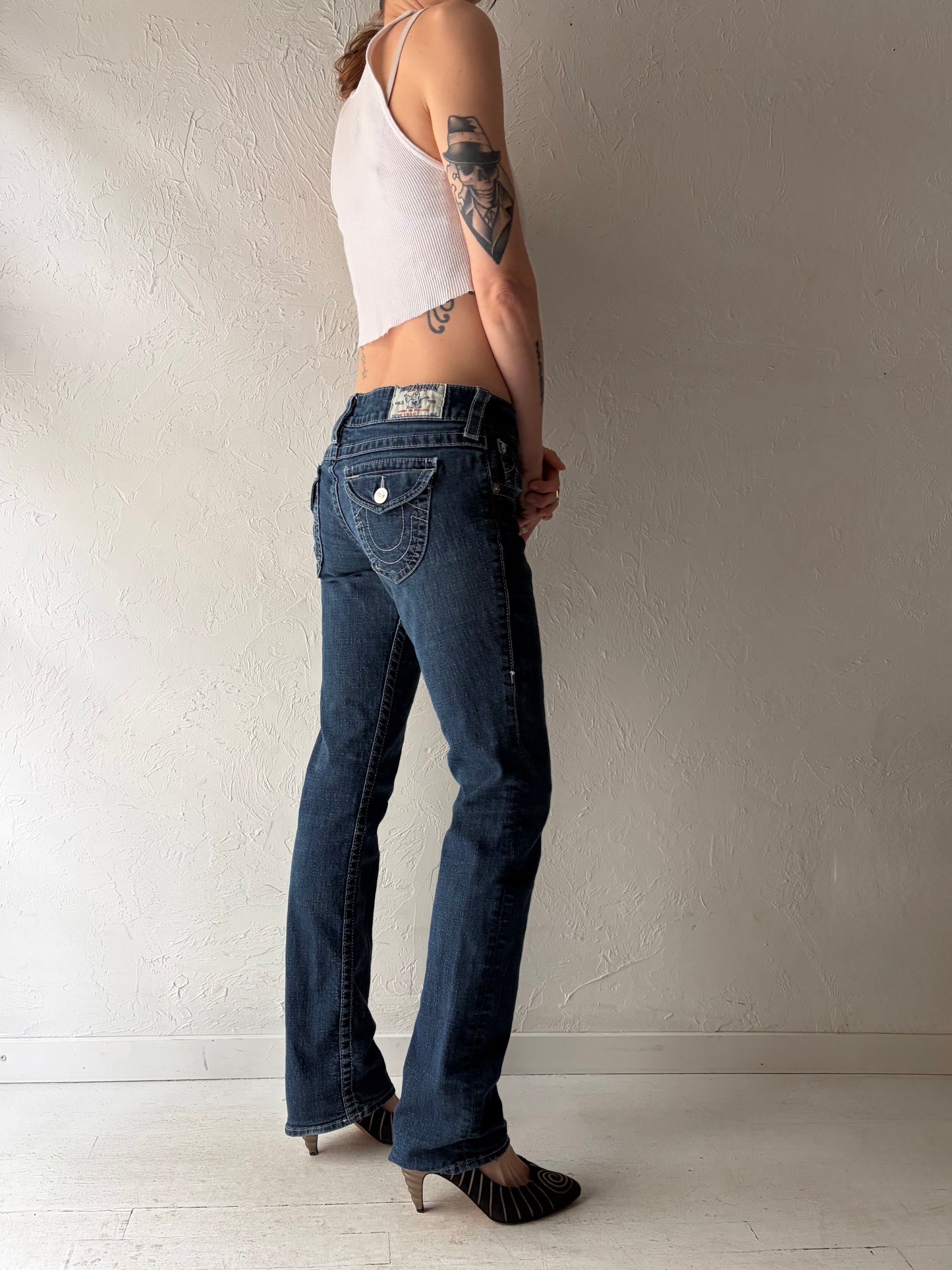 Y2K 'True Religion' Dark Wash Low Rise Jeans / 28" Waist