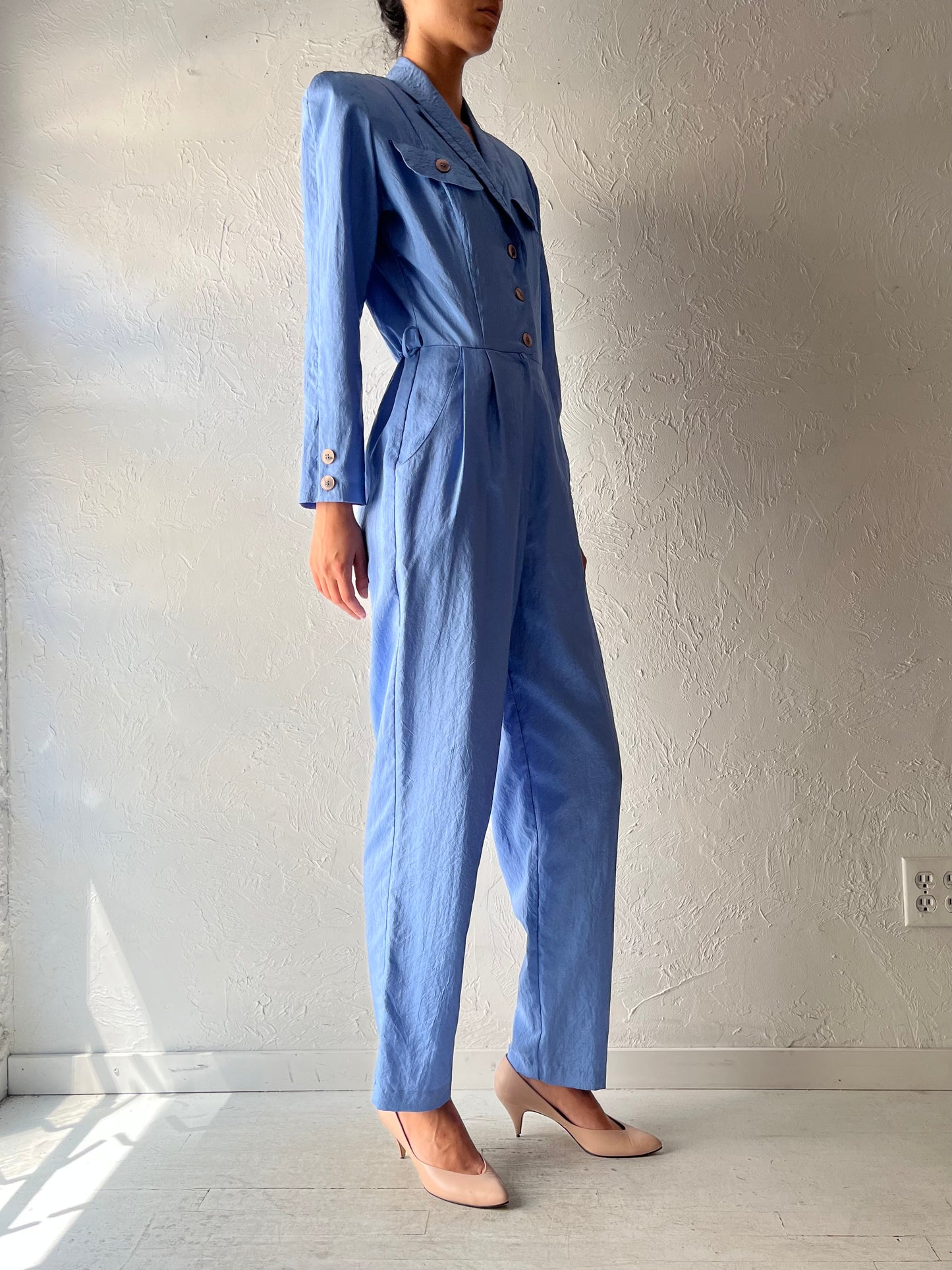 80s 'LoriAnn' Blue Jumpsuit / Small
