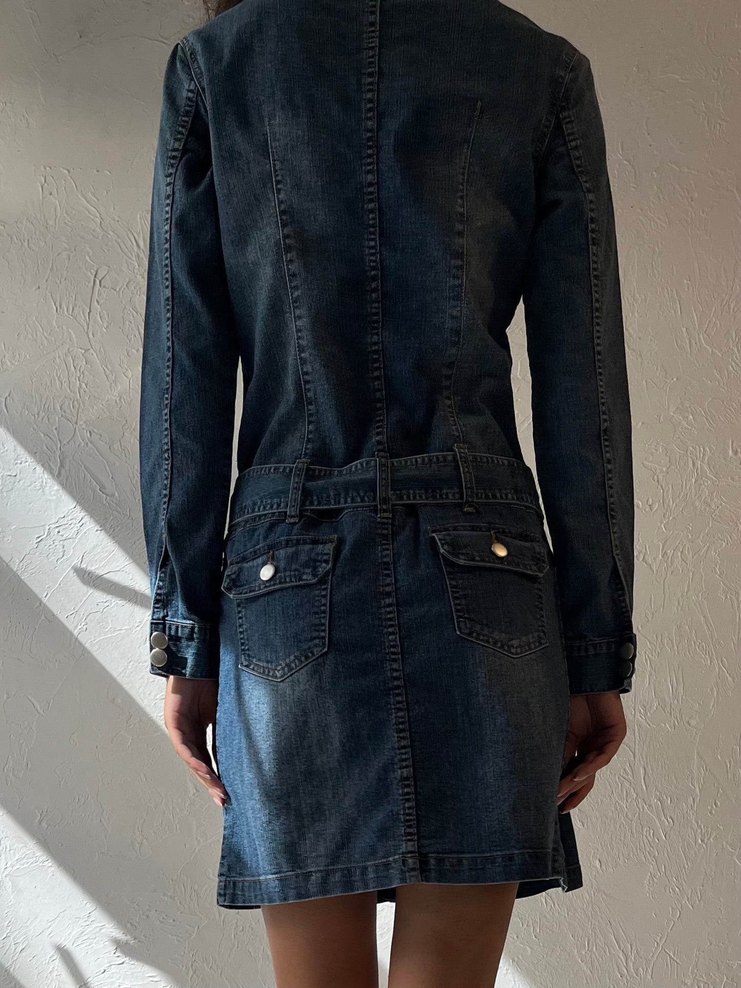 Y2k Long Sleeve Denim Mini Dress / Small