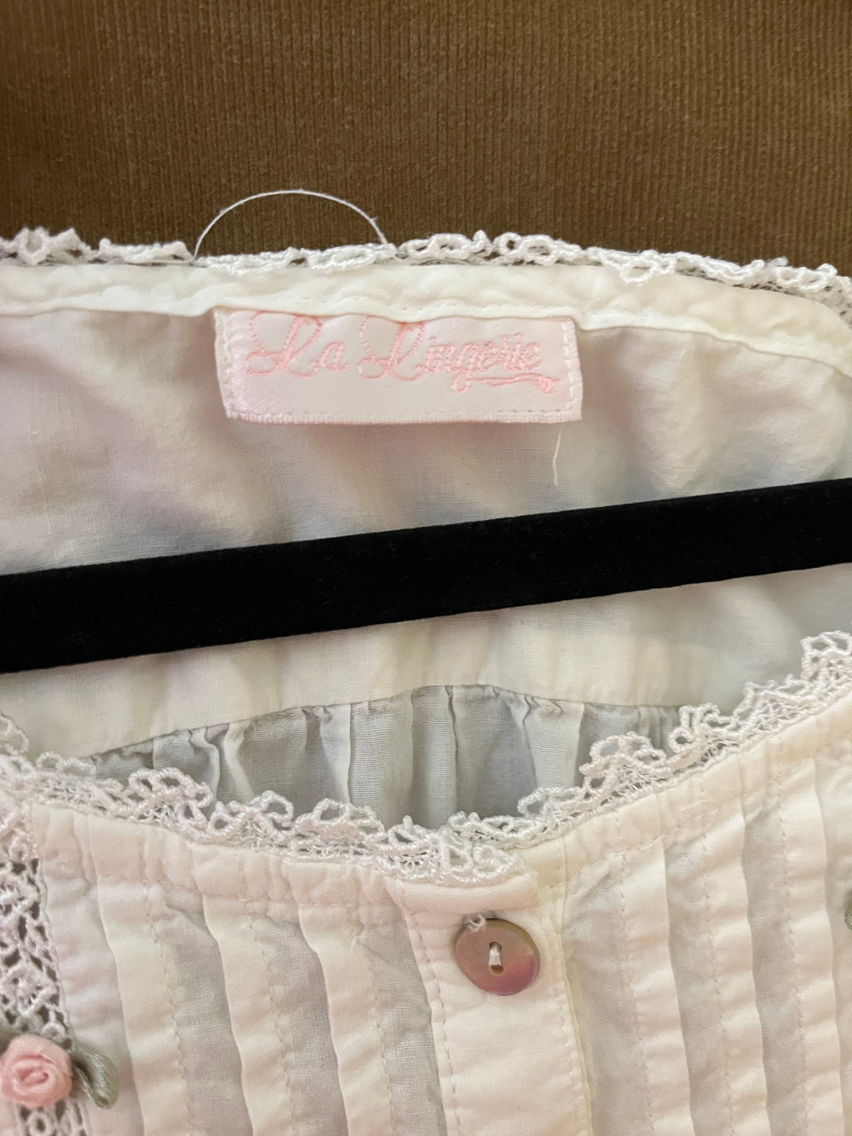 90s 'La Lingerie' White Cotton Nightgown Cottagecore Prairie Romantic Maxi Nighty Dress / Large