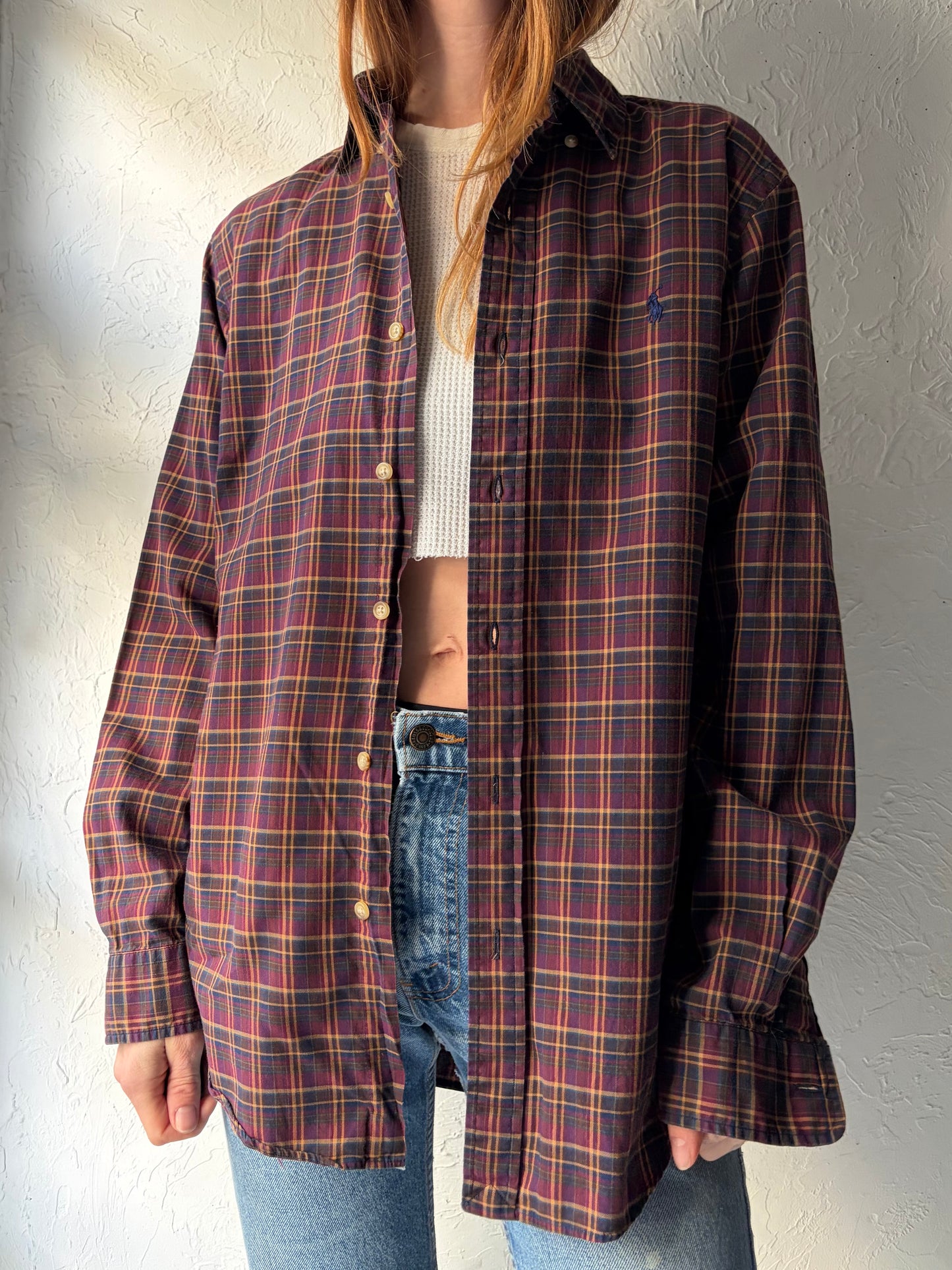 Y2k 'Ralph Lauren' Plaid Button Up Shirt / Small