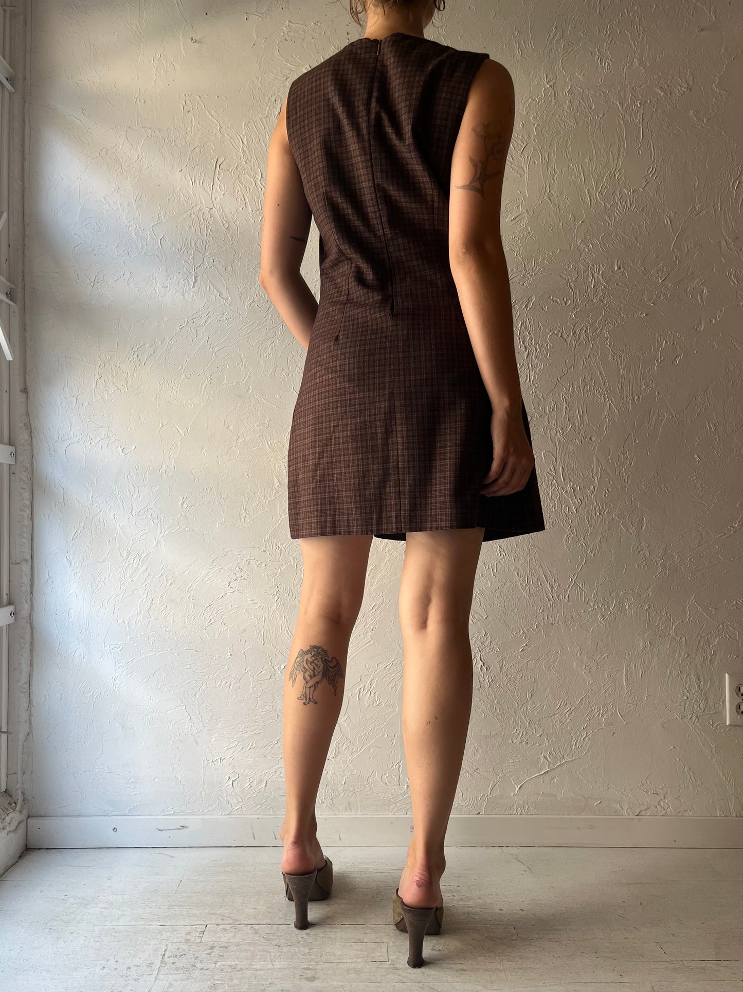 90s 'Beechers Brook' Plaid Academia Mini Dress / Medium