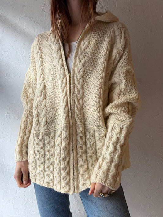 80s 'Kerry Traditions' Wool Hooded Sweater / XL