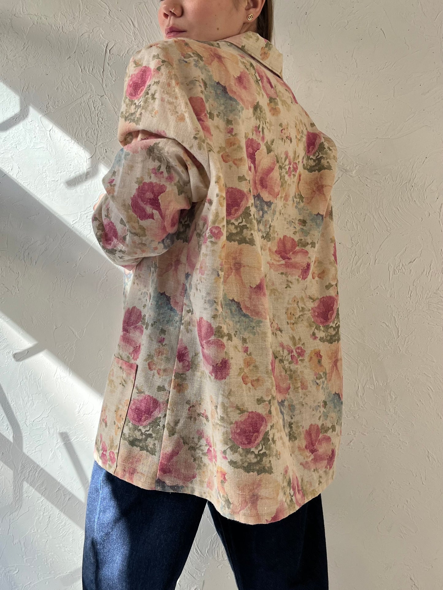 80s ‘Tan Jay’ Floral Blazer Jacket / Union Made / Large