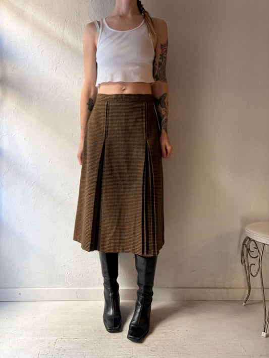 70s 'Sears' Herringbone Knit Midi Skirt / Union Made / Medium