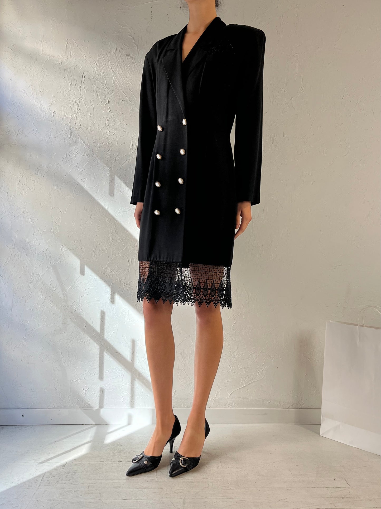 80s ‘Joseph Ribkoff’ Black Blazer Dress / Medium