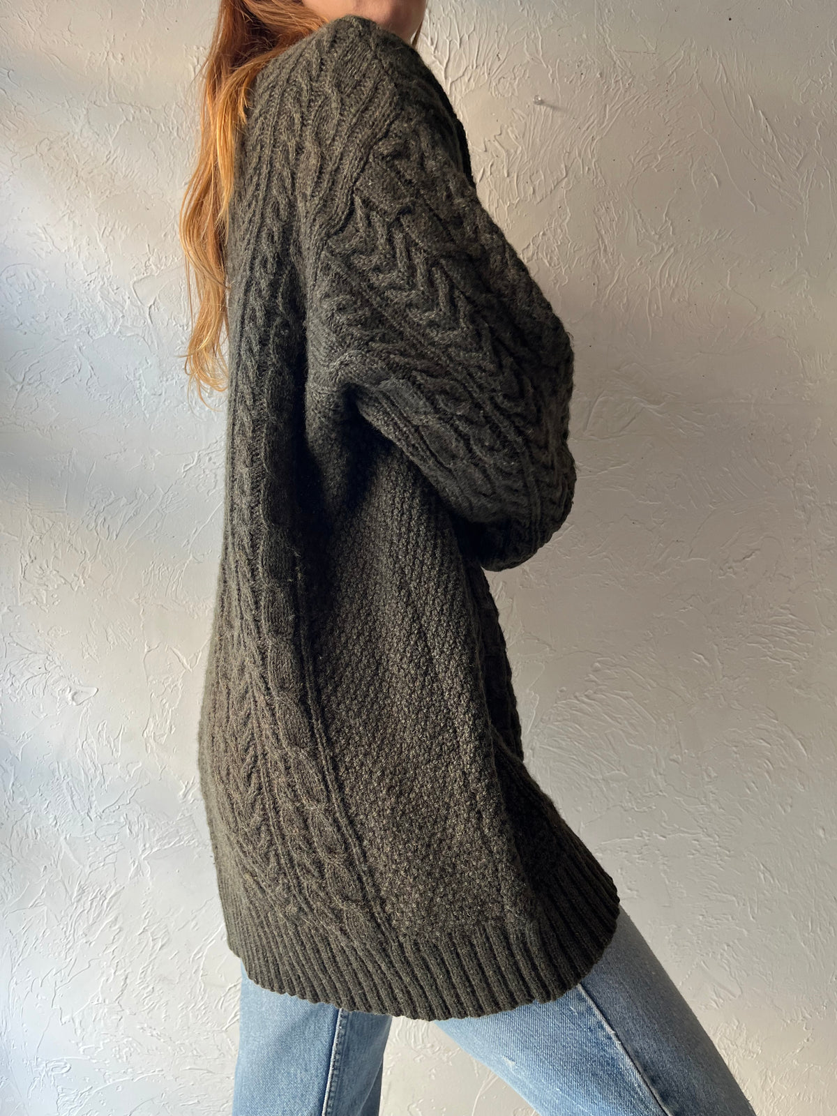 Vintage 'Pendleton' Cable Knit Wool Sweater /  XL