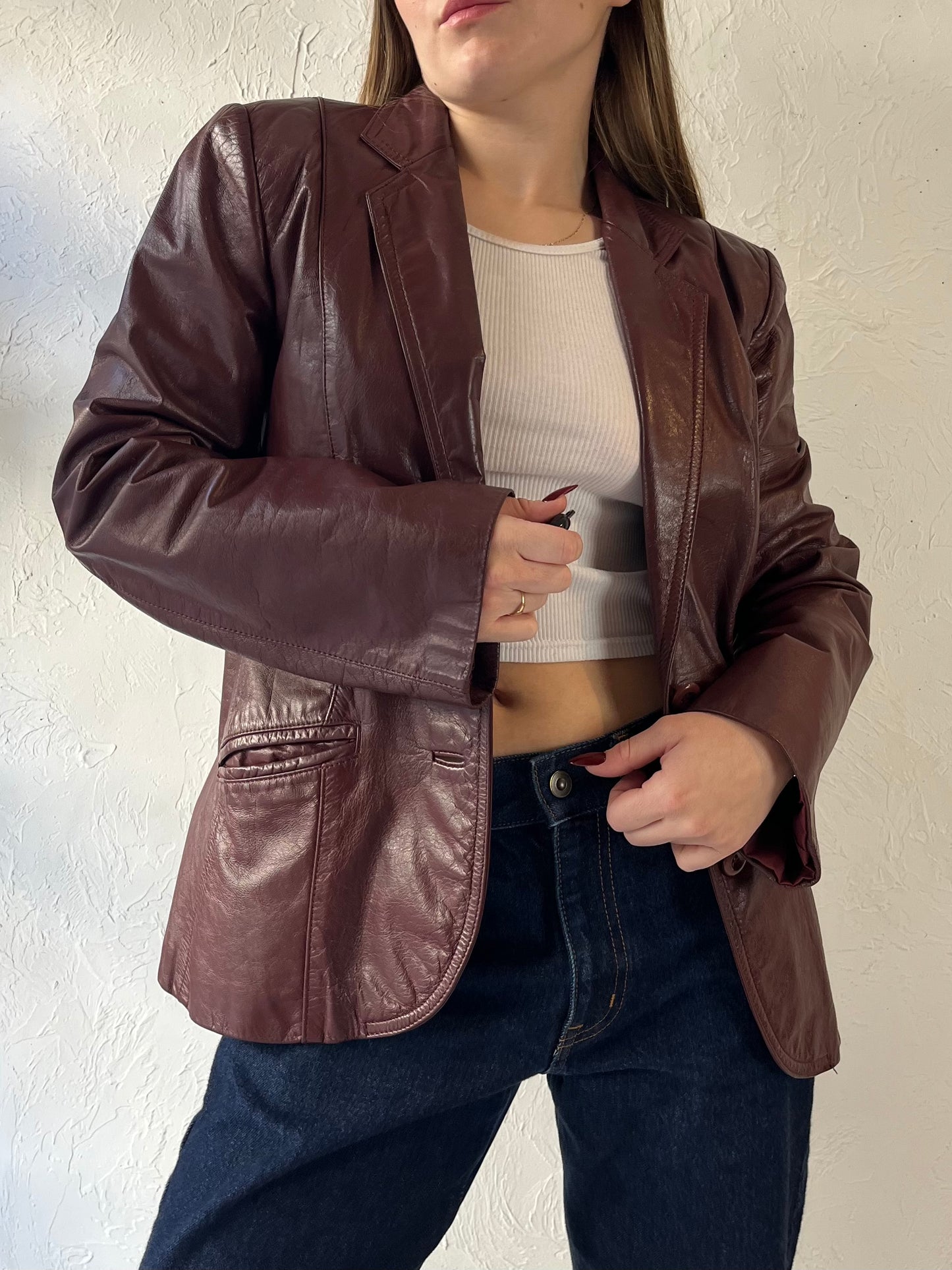 80s ‘Genuine Leather’ Brown Leather Jacket / Medium