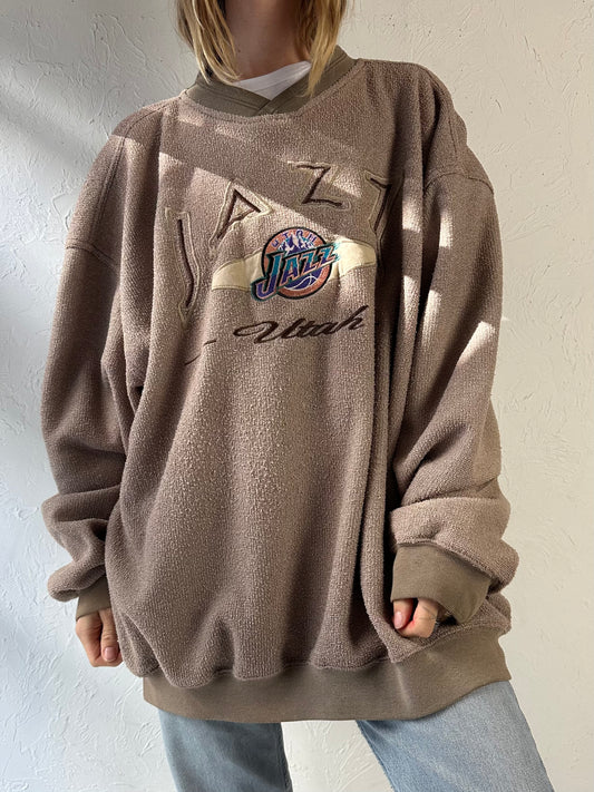 90s ‘Lee’ Utah Jazz Brown Knit Sweatshirt / 2XL