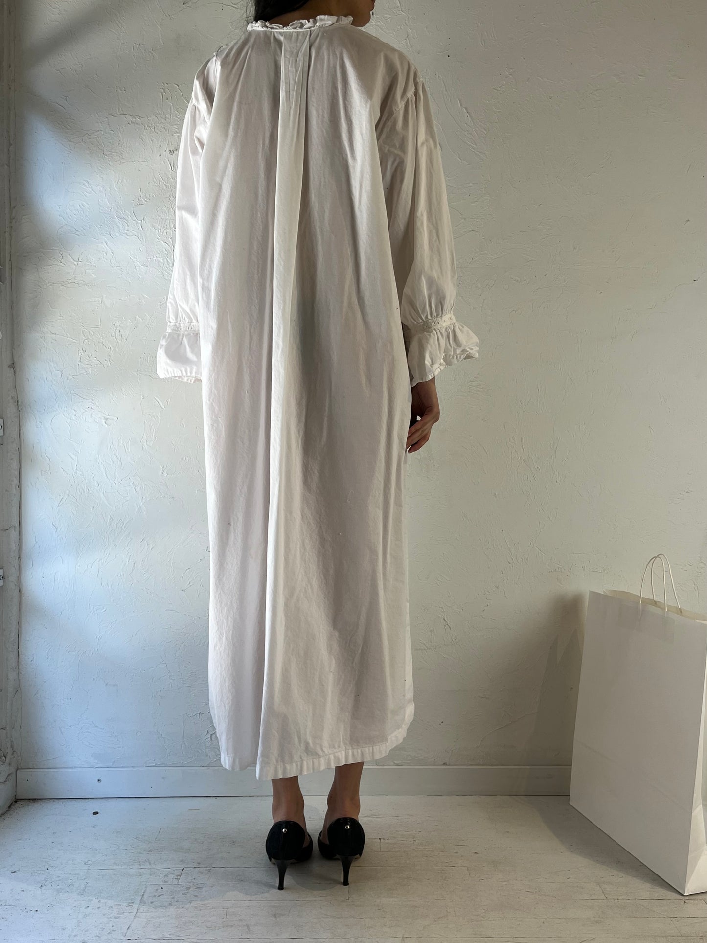 90s ‘Alexander Del Rosa’ White Cotton Dress / XL