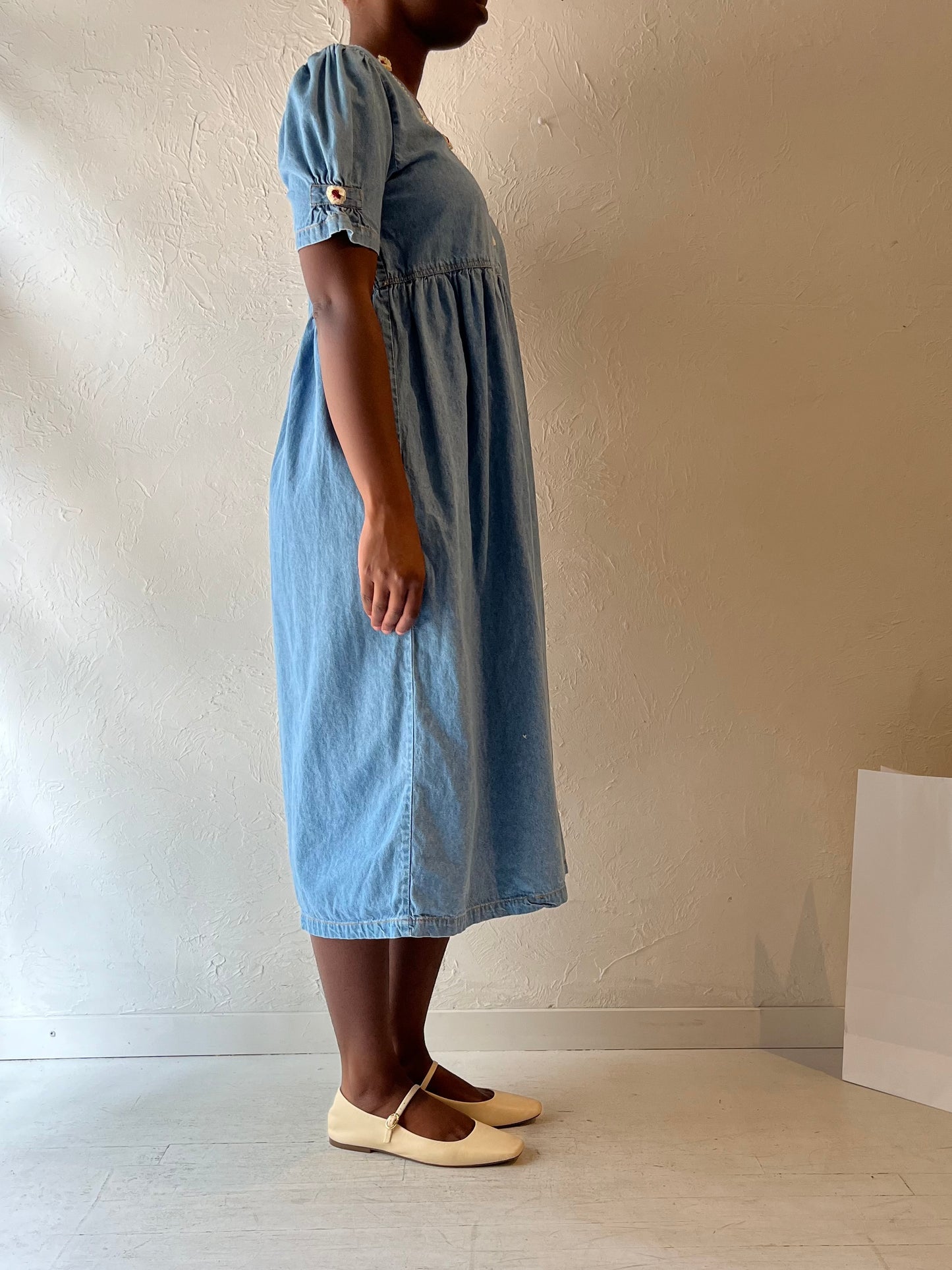 90s Denim T Shirt Dress / Medium