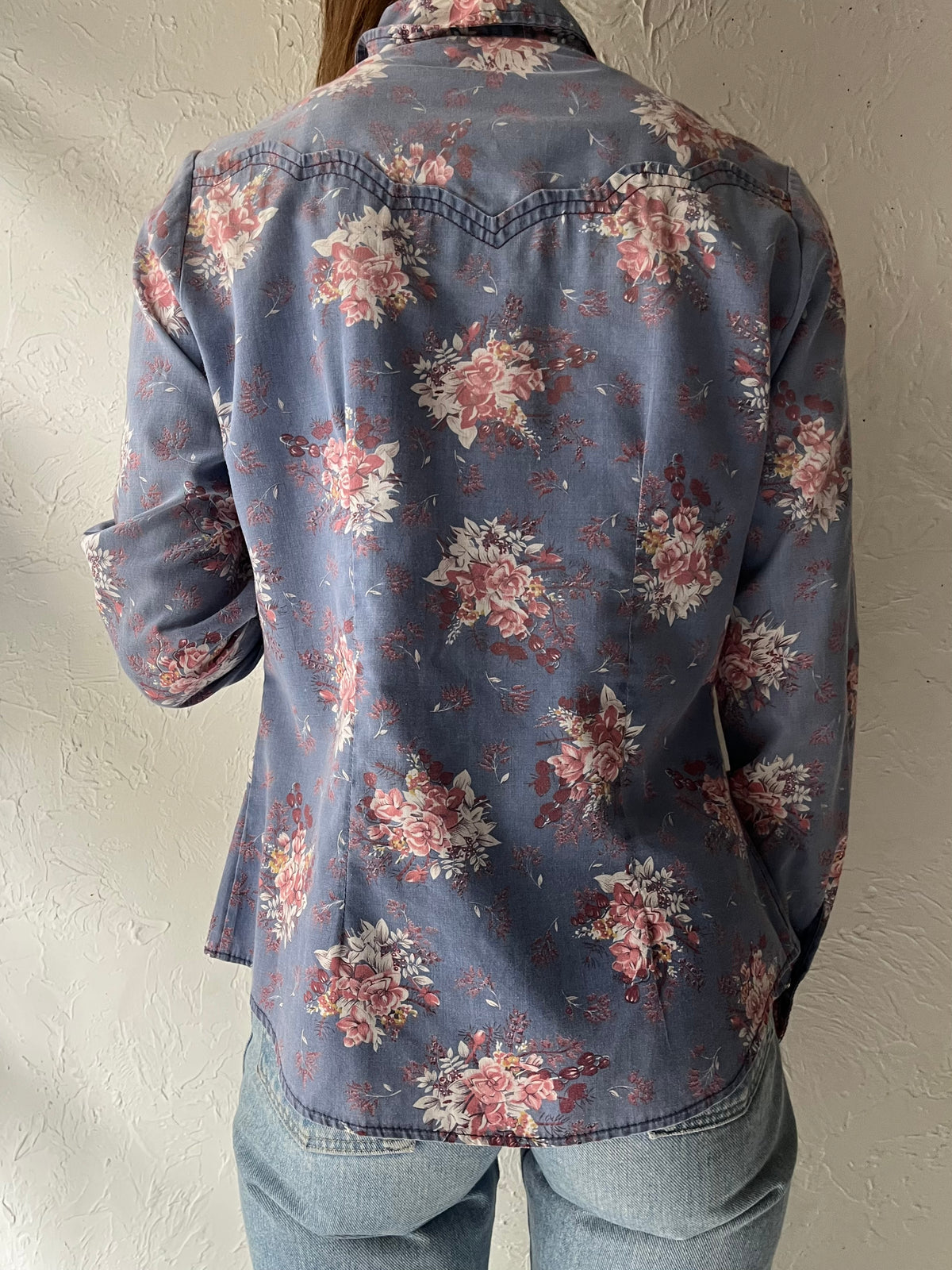 70s 'Fenton' Floral Pearl Snap Up Western Shirt / Small