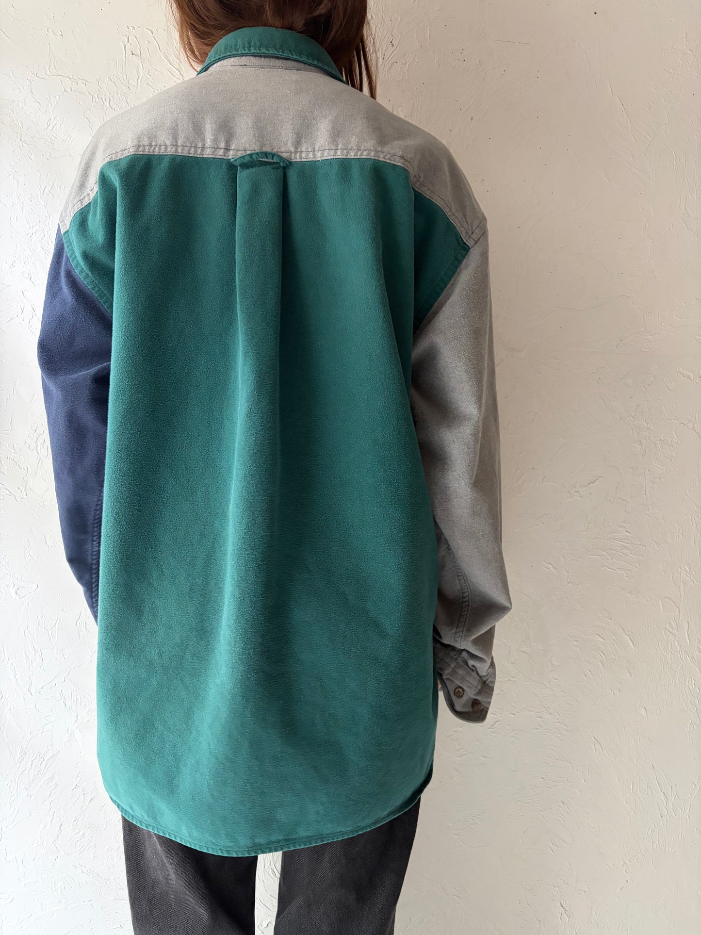 Y2k 'Eddie Bower' Retro Cotton Western Button Up Shirt / Vintage 2000s Work Wears Shirt / Large