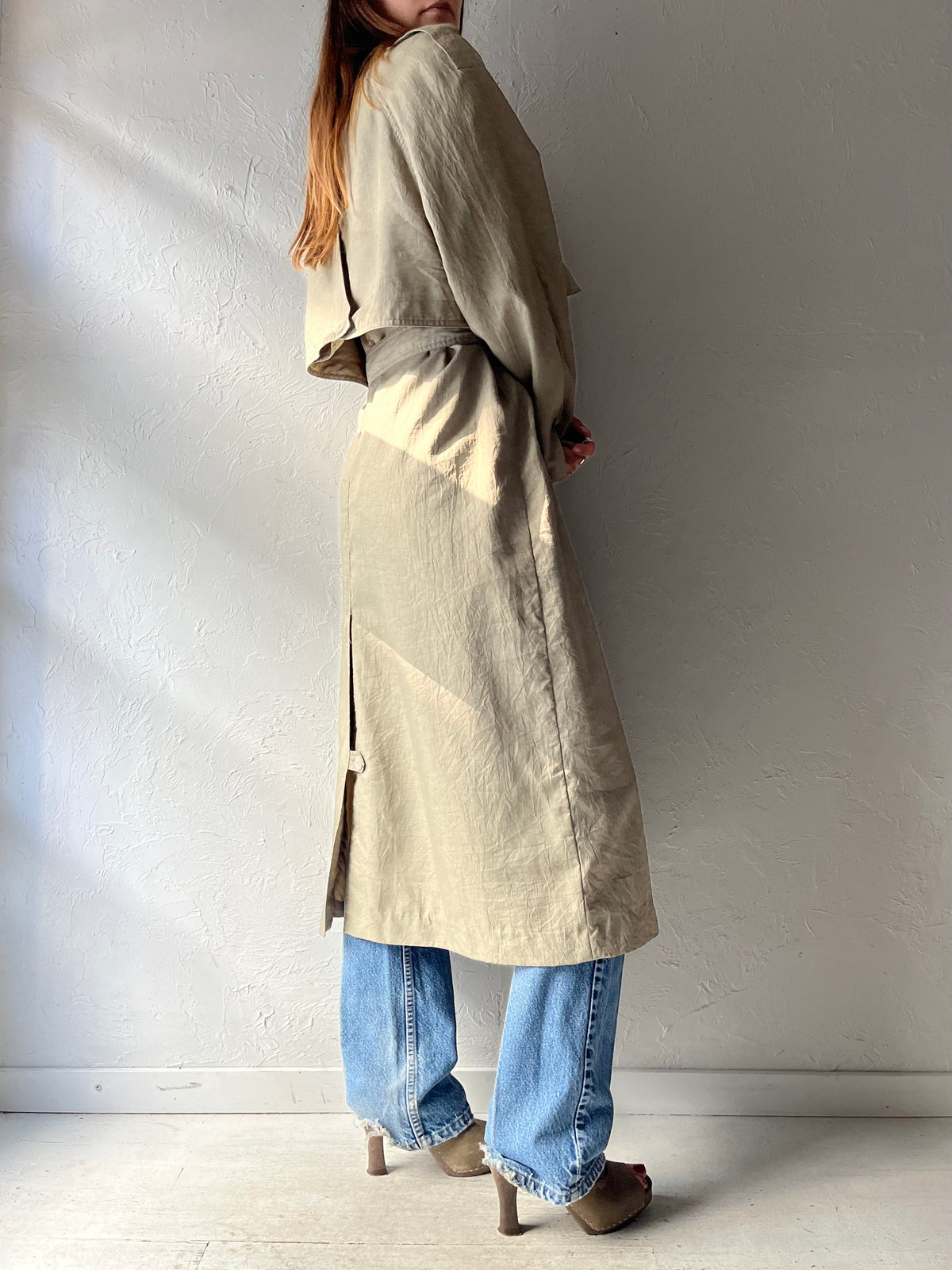 90s 'Collection Alegante' Beige Minimalist Old Money Academia Fall Trench Coat / Small