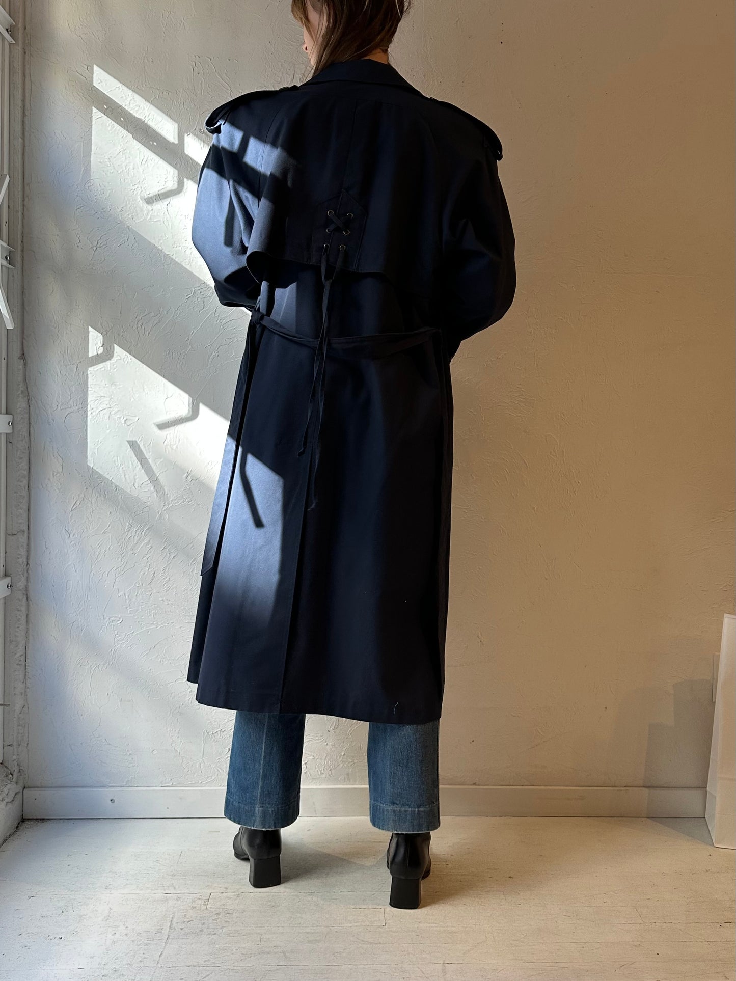 Y2k ‘VI Petites’ Navy Blue Trench Coat / Medium