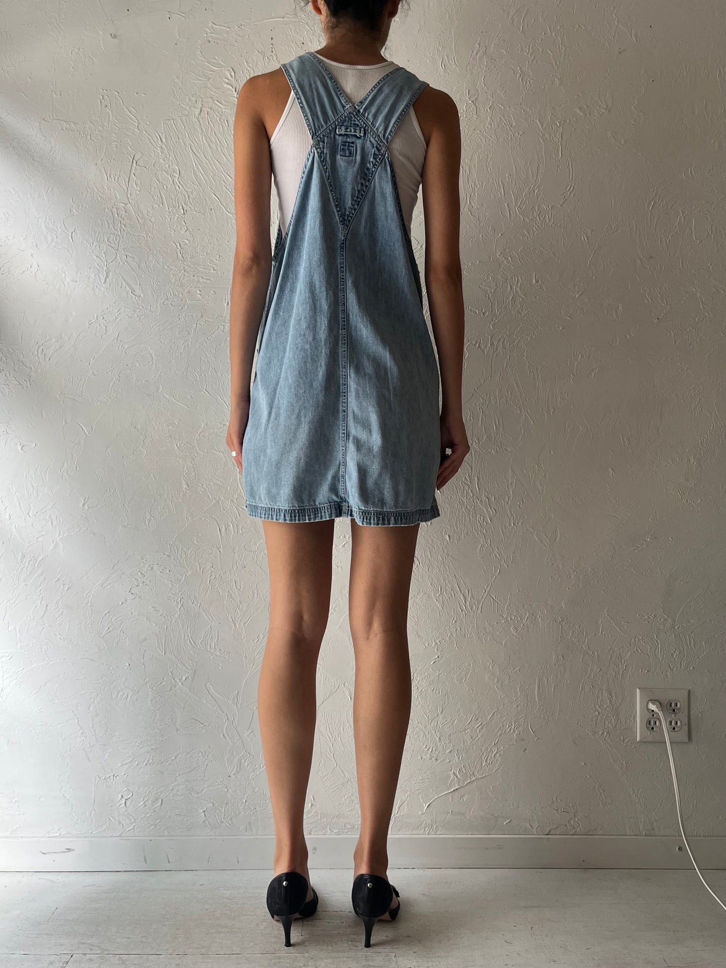 Y2k 'Gap' Denim Overalls Mini Dress / Small