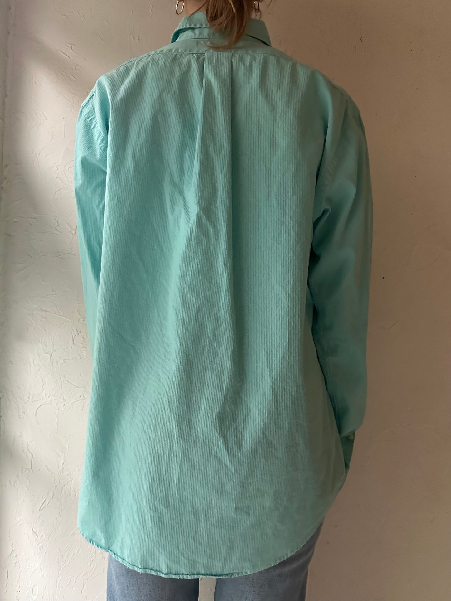 Y2k 'Ralph Lauren' Blue Button Up Shirt / Large