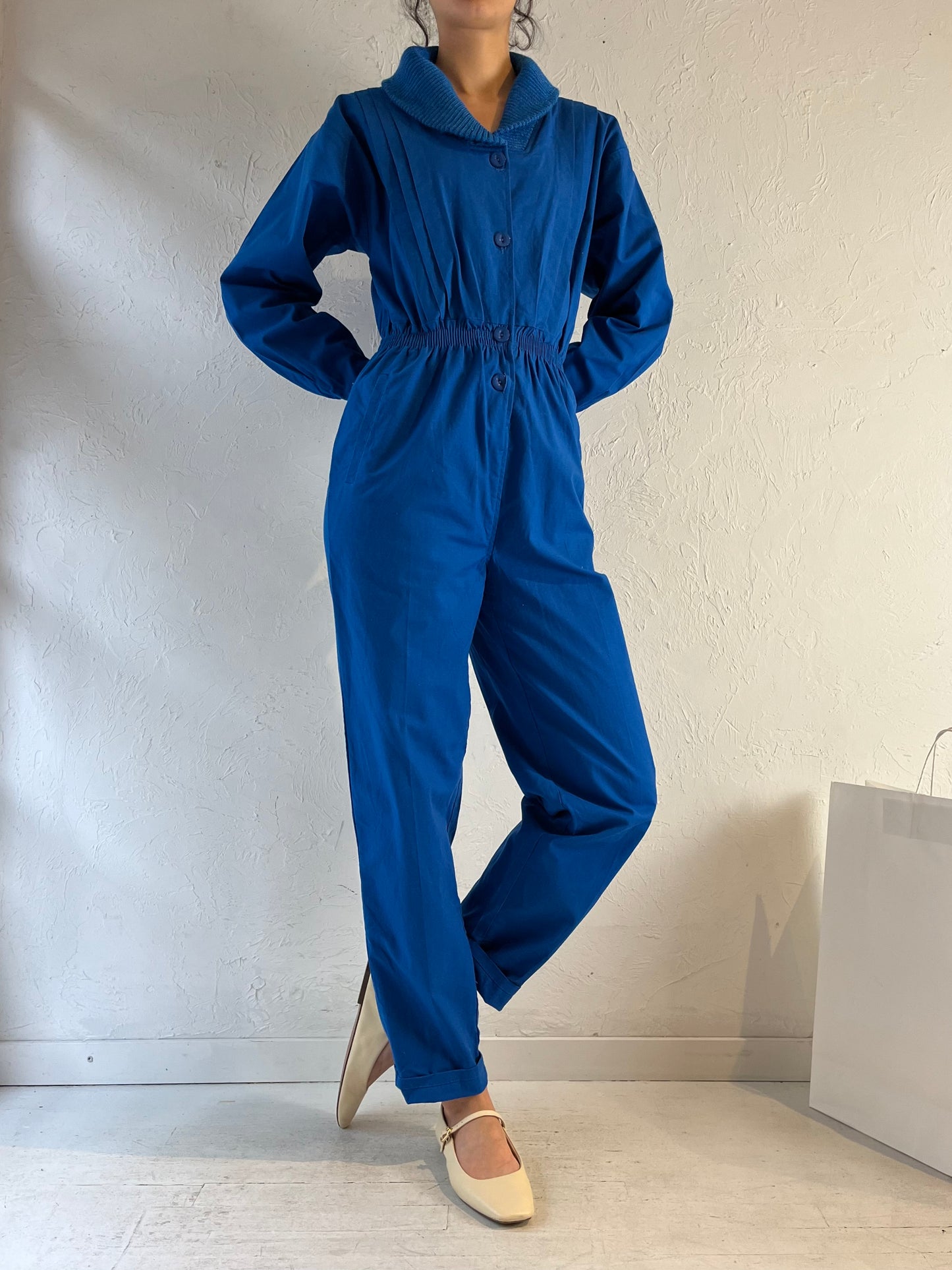 90s ‘California Casuals’ Dead Stock Blue Jumpsuit / Small