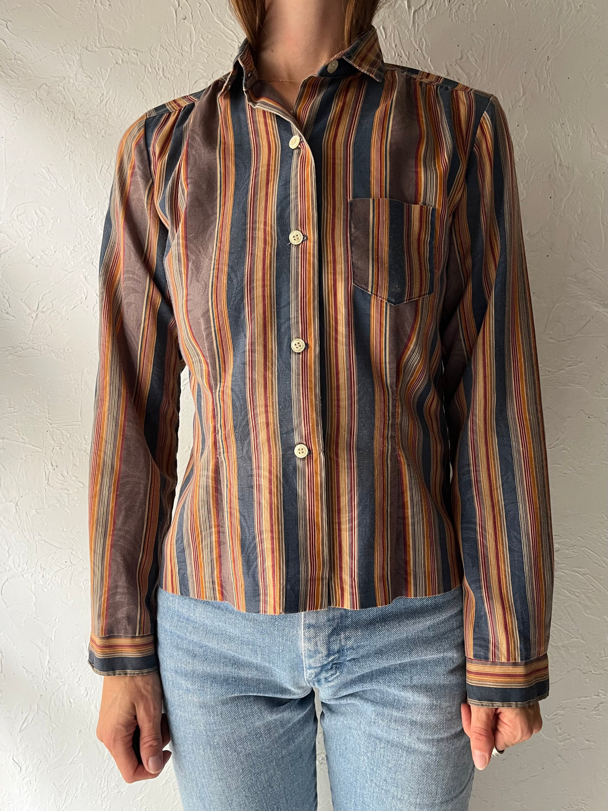 70s 'Gap' Striped Retro Button Up Shirt / Small