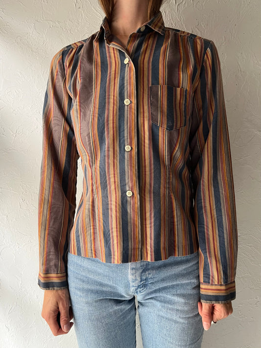 70s 'Gap' Striped Retro Button Up Shirt / Small