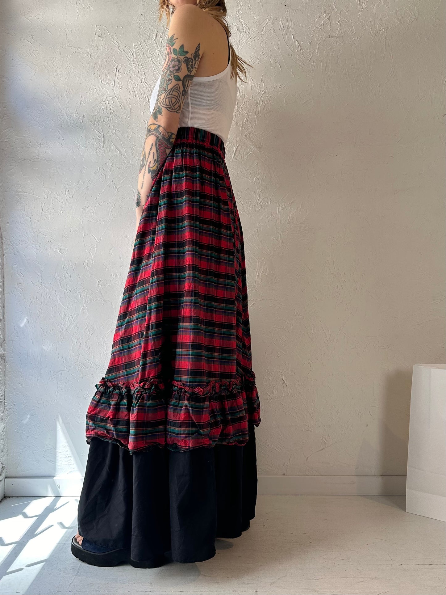 Vintage Handmade Plaid Maxi Skirt / XS