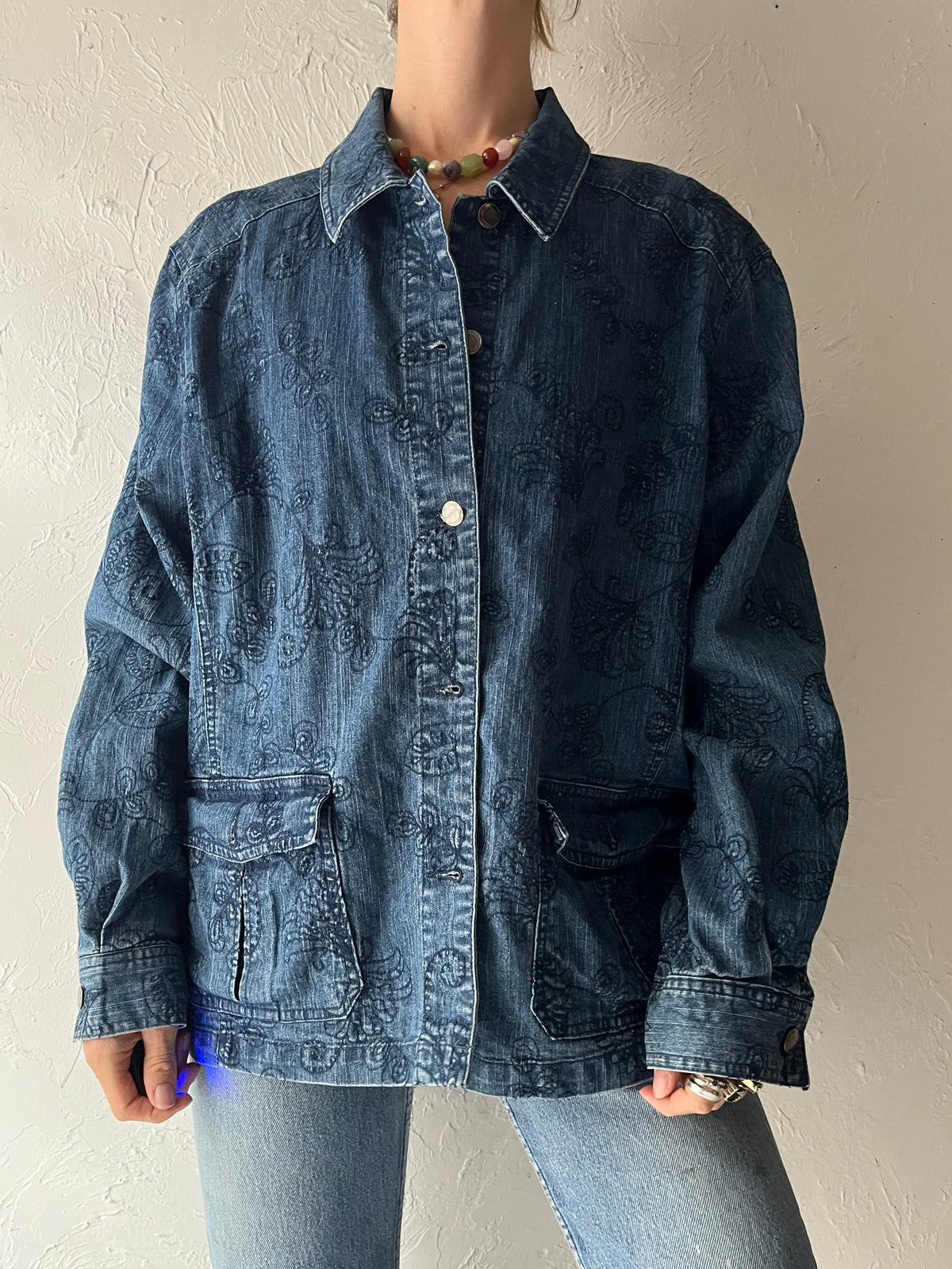 Y2k 'Alfred Dunner' Denim Ebroidered Jacket / Large