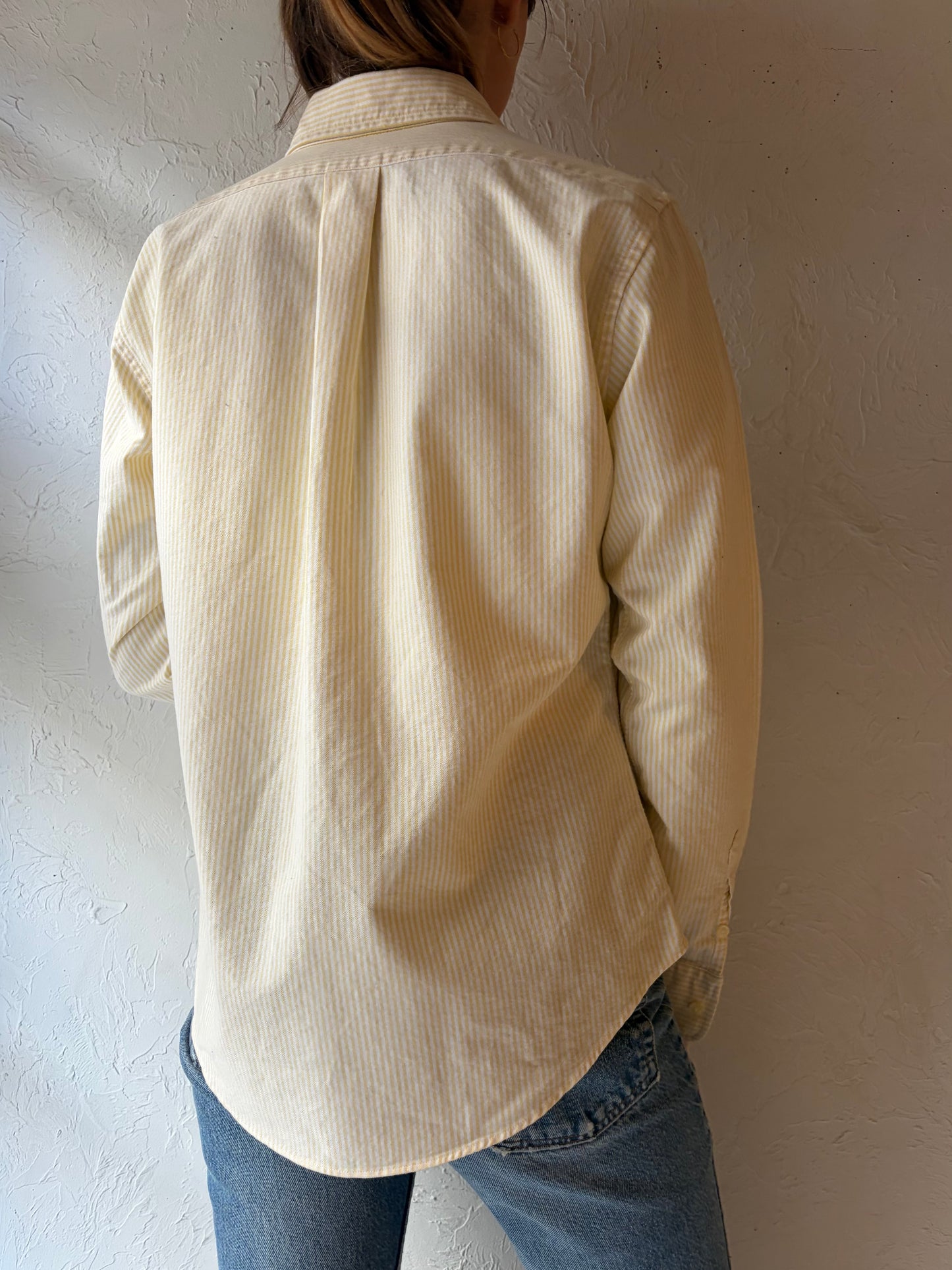 Y2k 'Ralph Lauren' Yellow Striped Button up Shirt / XS