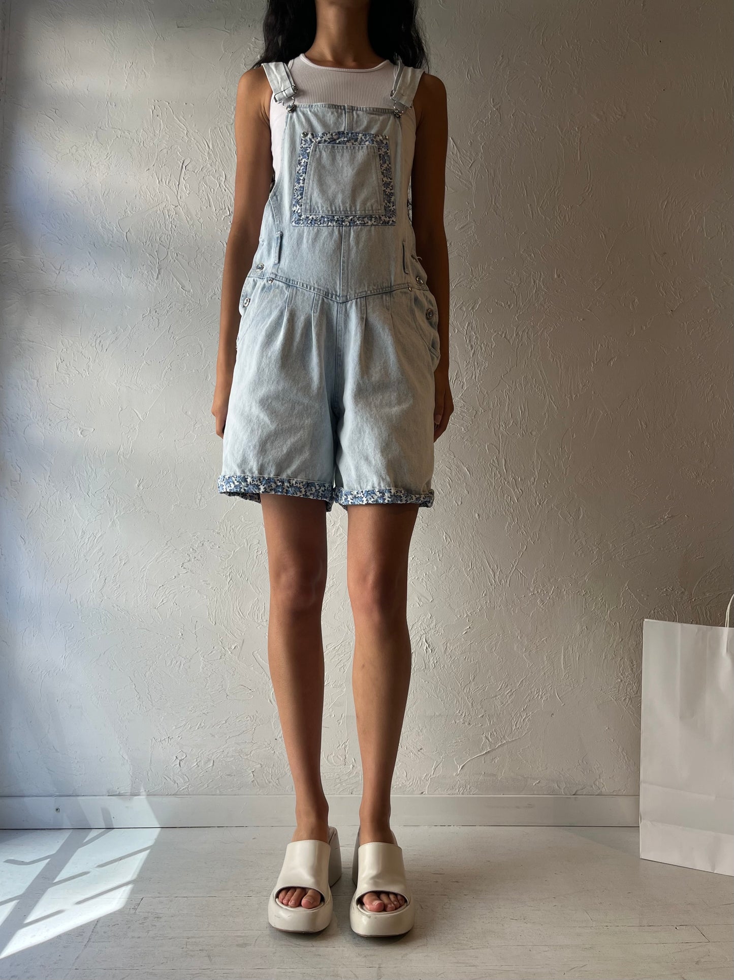 90s 'Good Fellows' Denim Overall Shorts / Medium